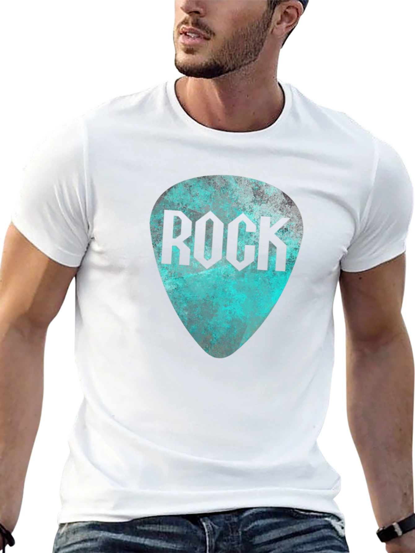 Rock Guitar Pick Tee - Black Graphic T-Shirt