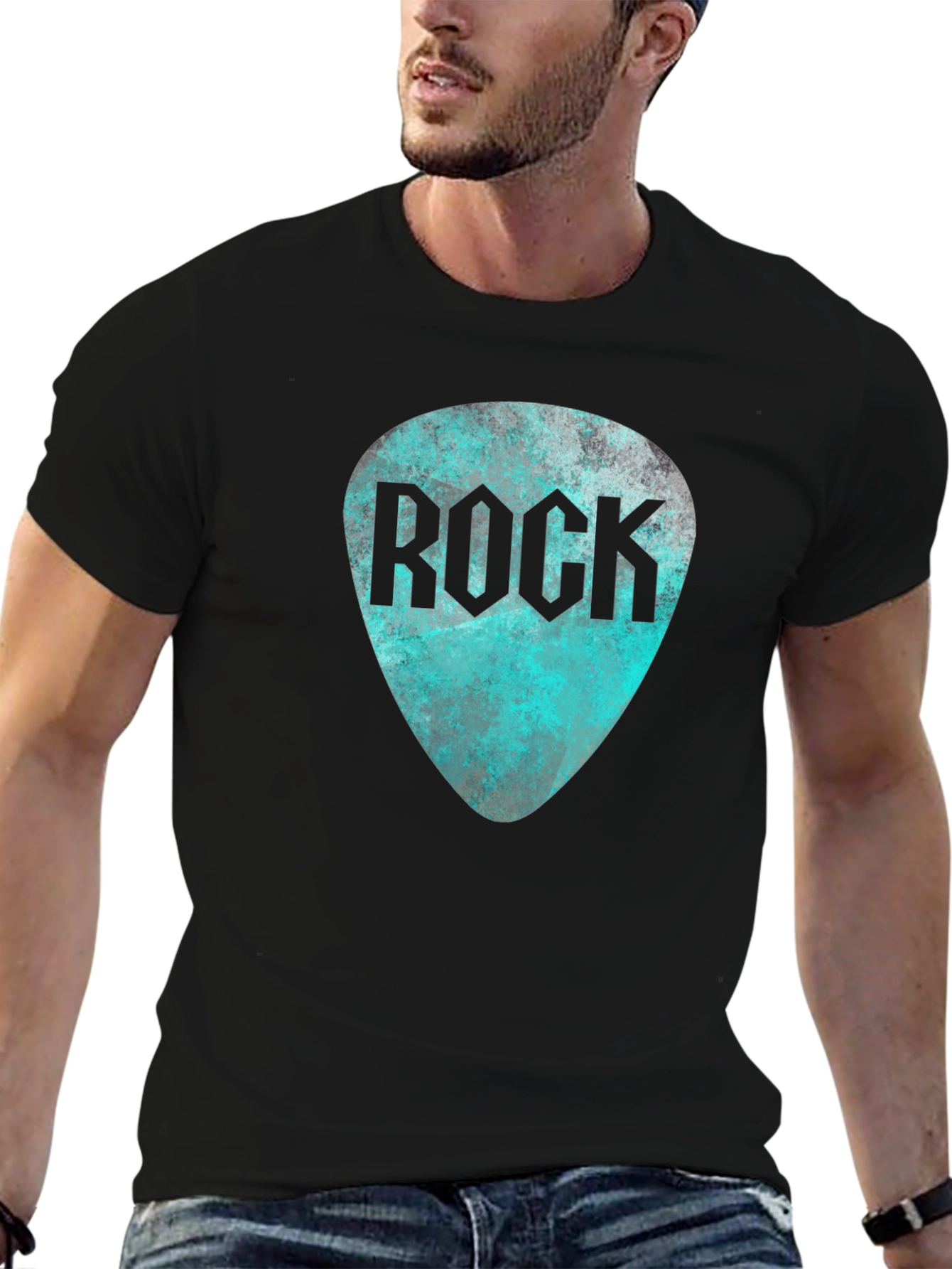 Rock Guitar Pick Tee - Black Graphic T-Shirt