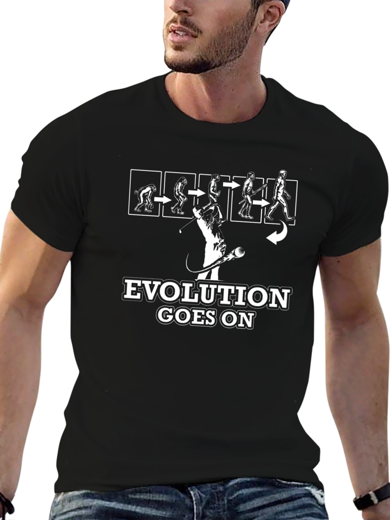 Evolution Goes On Funny Golf T-Shirt