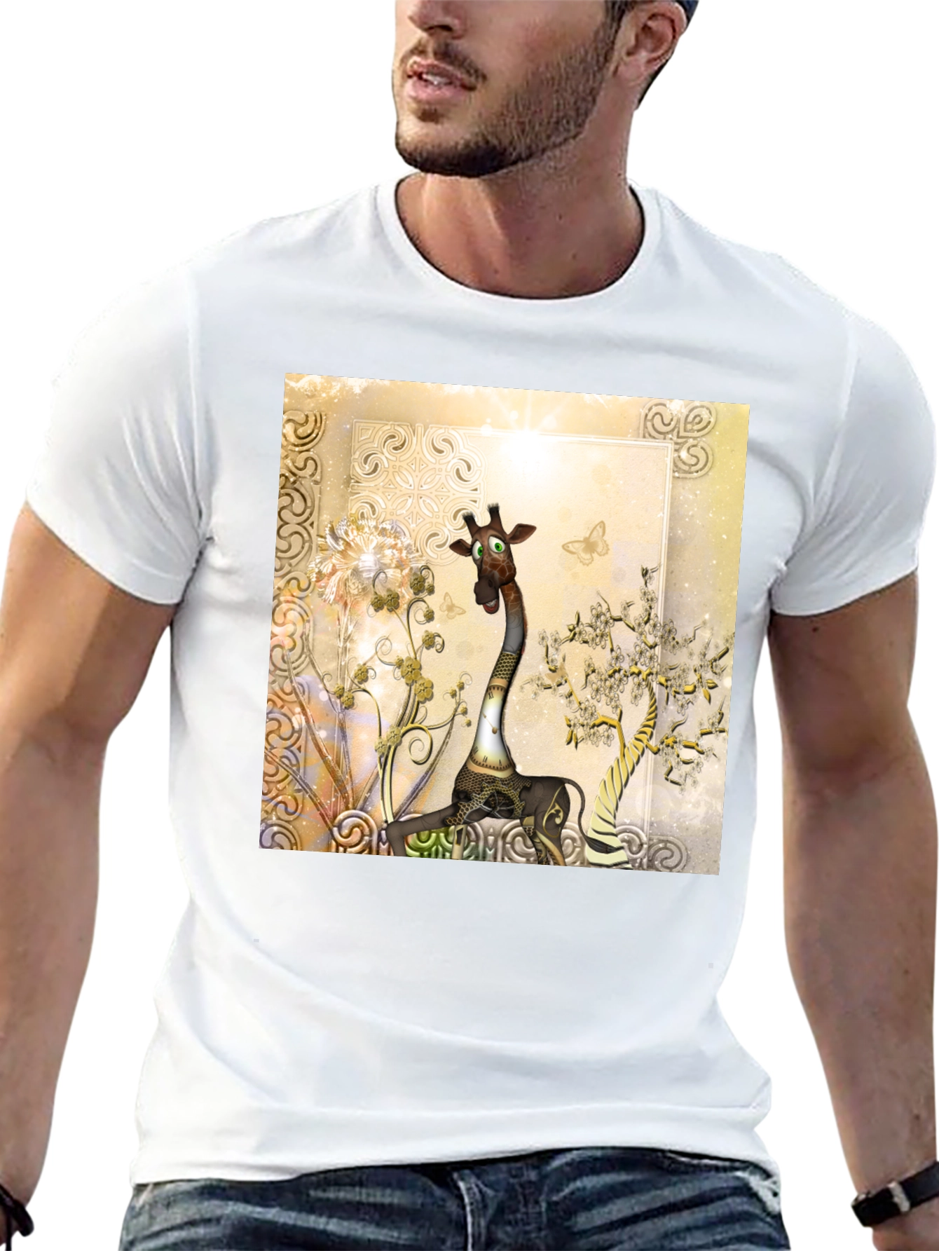 Whimsical Giraffe Art Tee - Unique Design