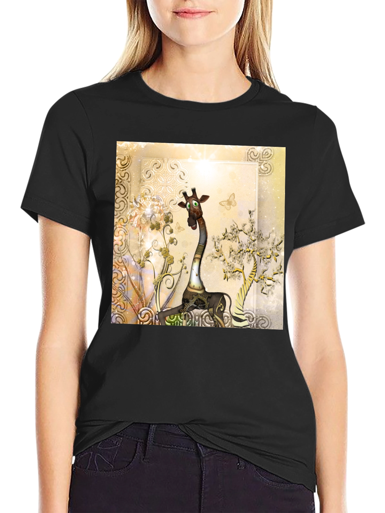 Whimsical Giraffe Art Tee - Unique Design