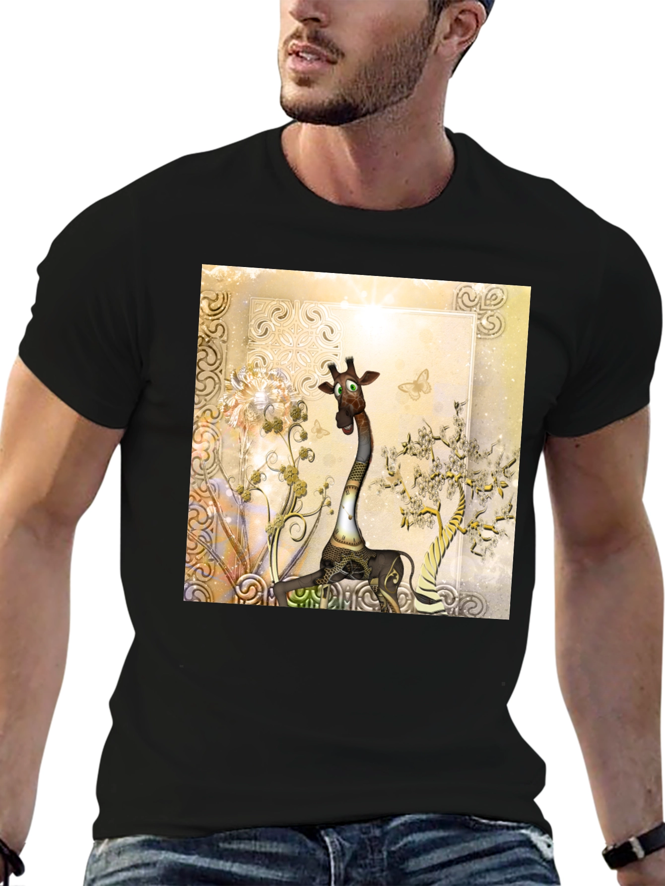Whimsical Giraffe Art Tee - Unique Design