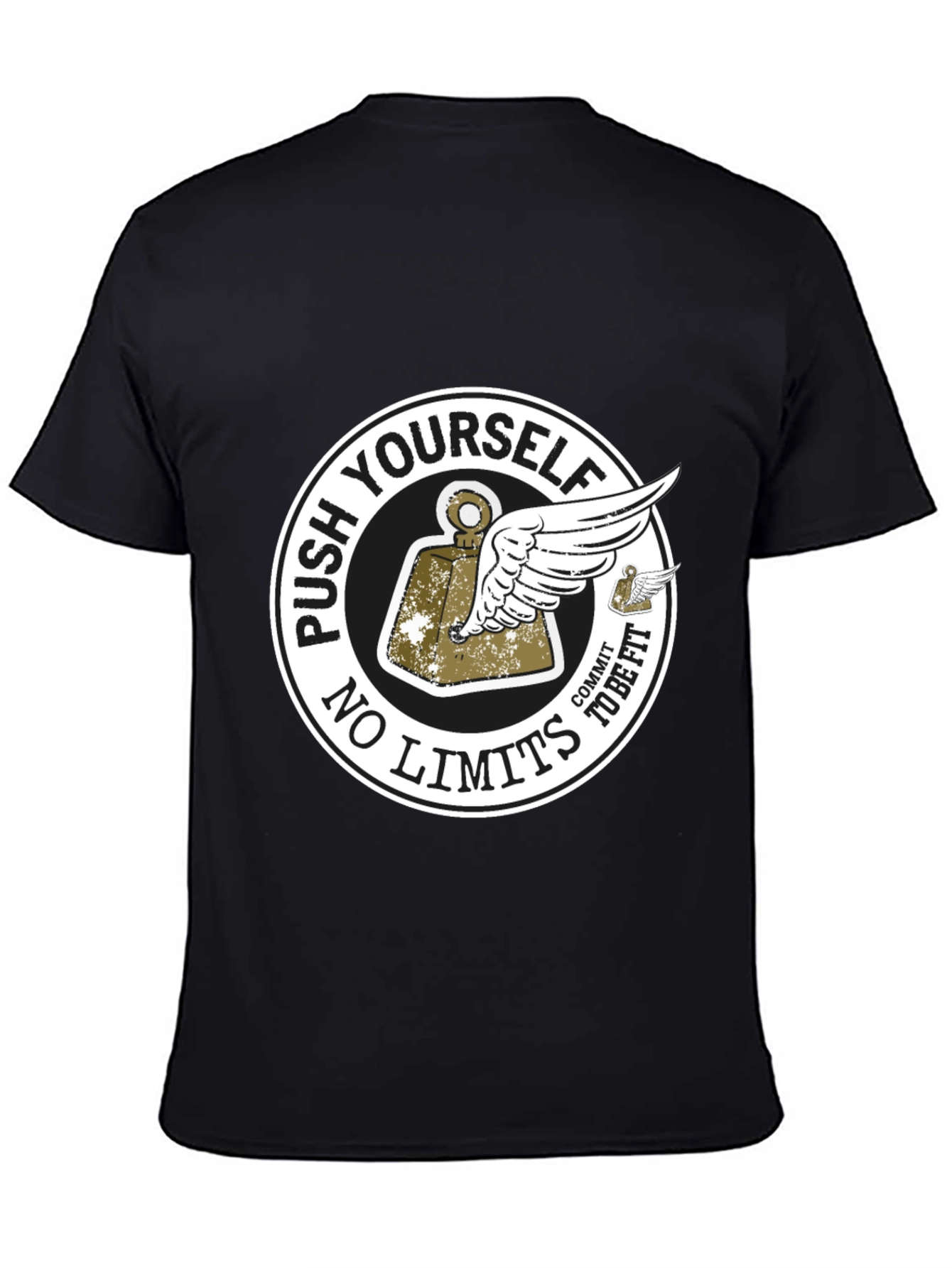 Push Yourself Black Graphic T-Shirt
