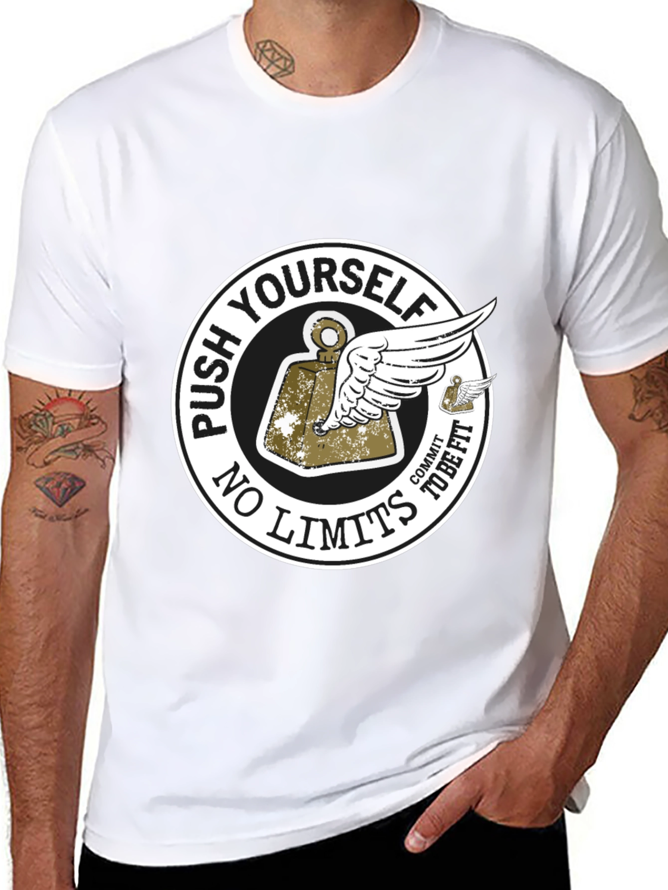 Push Yourself Black Graphic T-Shirt
