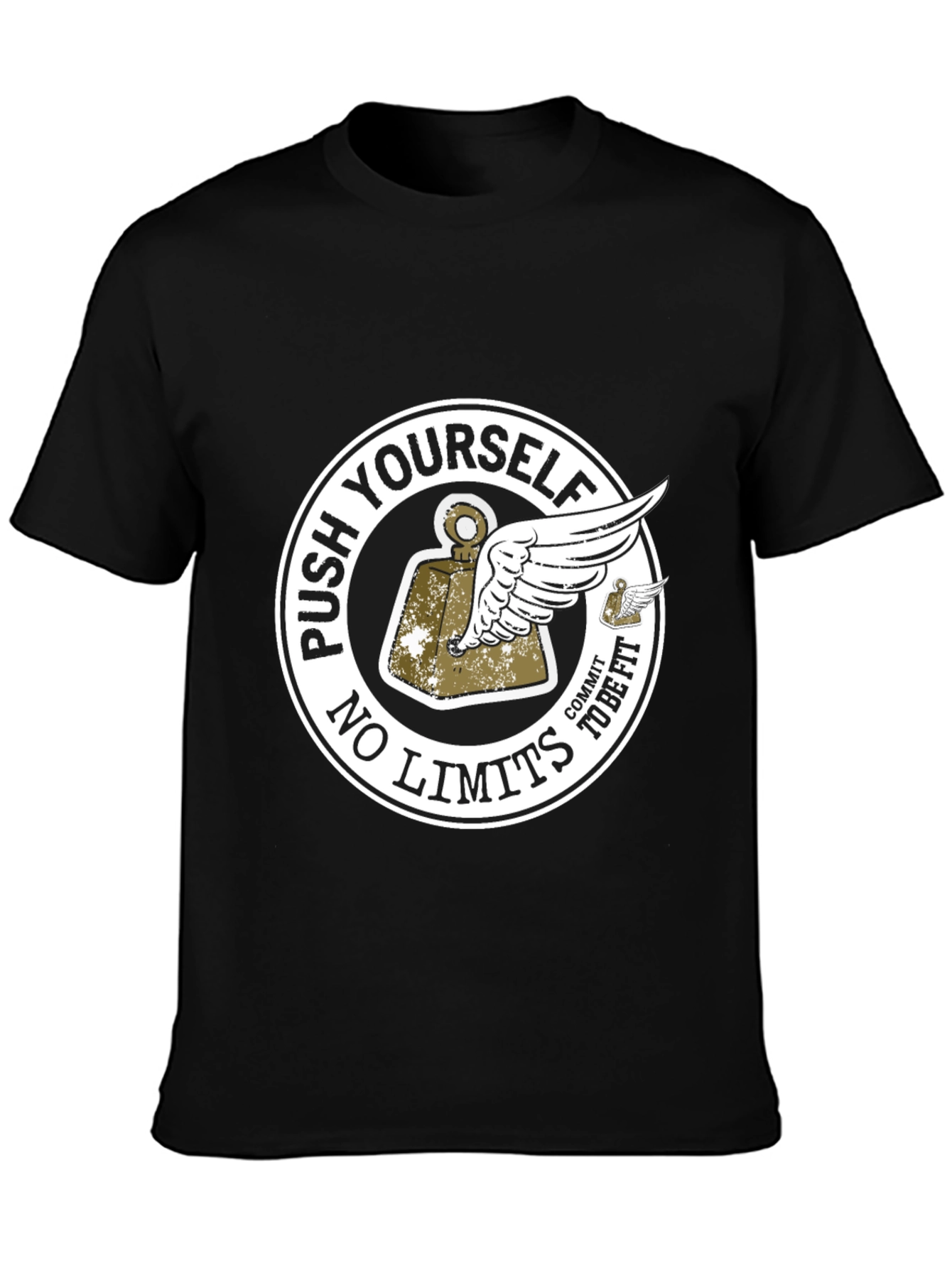 Push Yourself Black Graphic T-Shirt