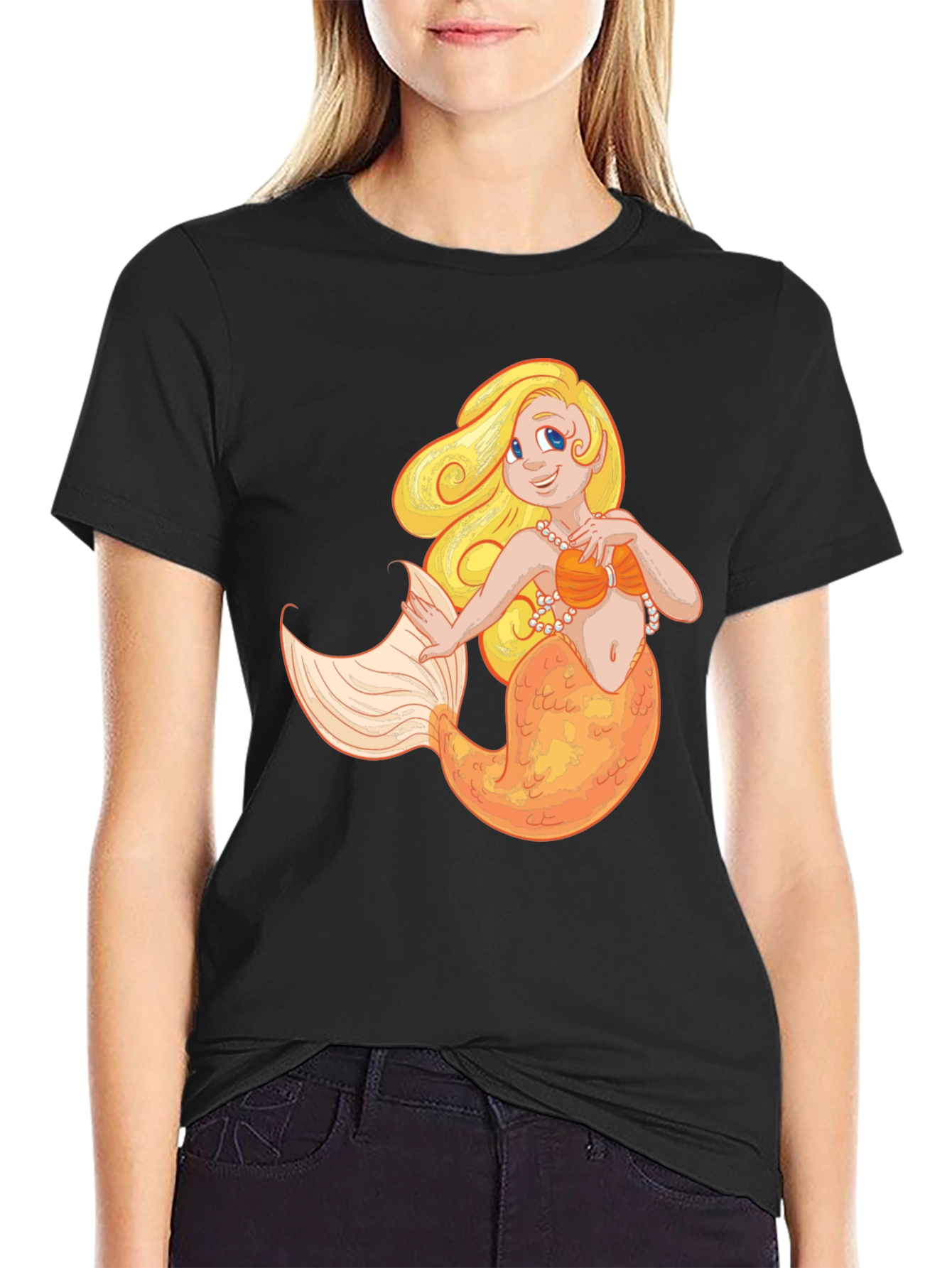 Mermaid Graphic Black T-Shirt