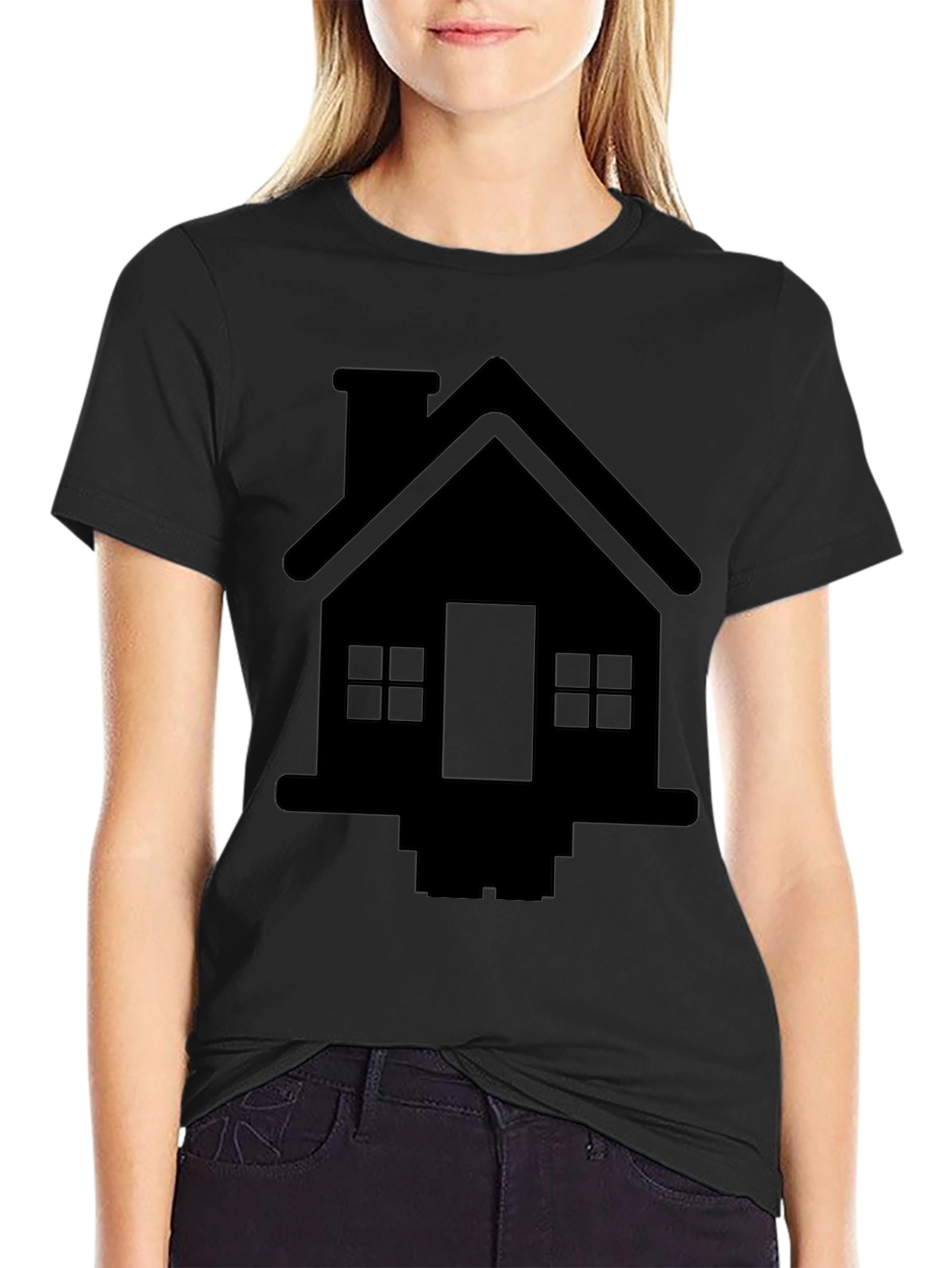 House Graphic Tee - Black Cotton Comfort