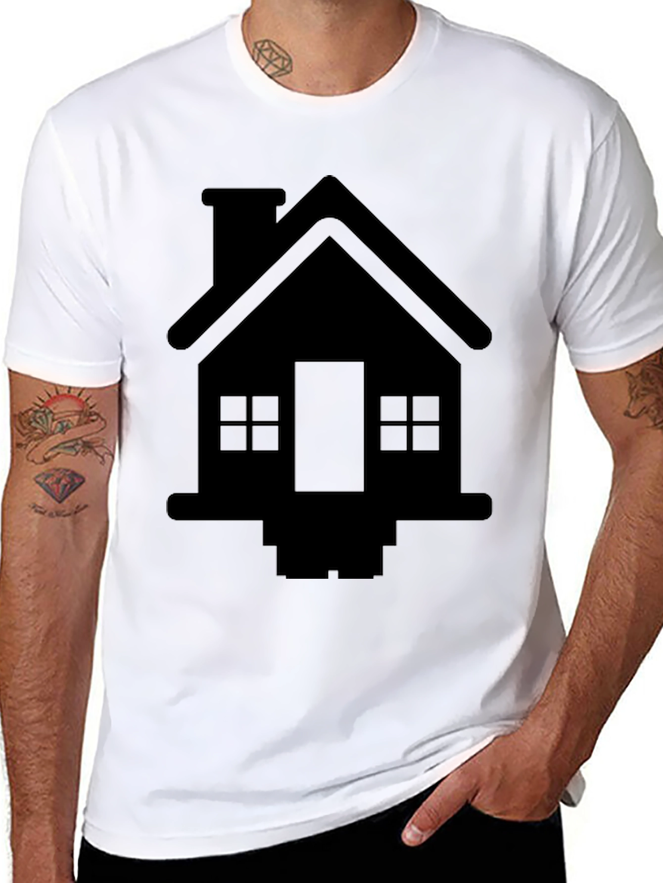 House Graphic Tee - Black Cotton Comfort