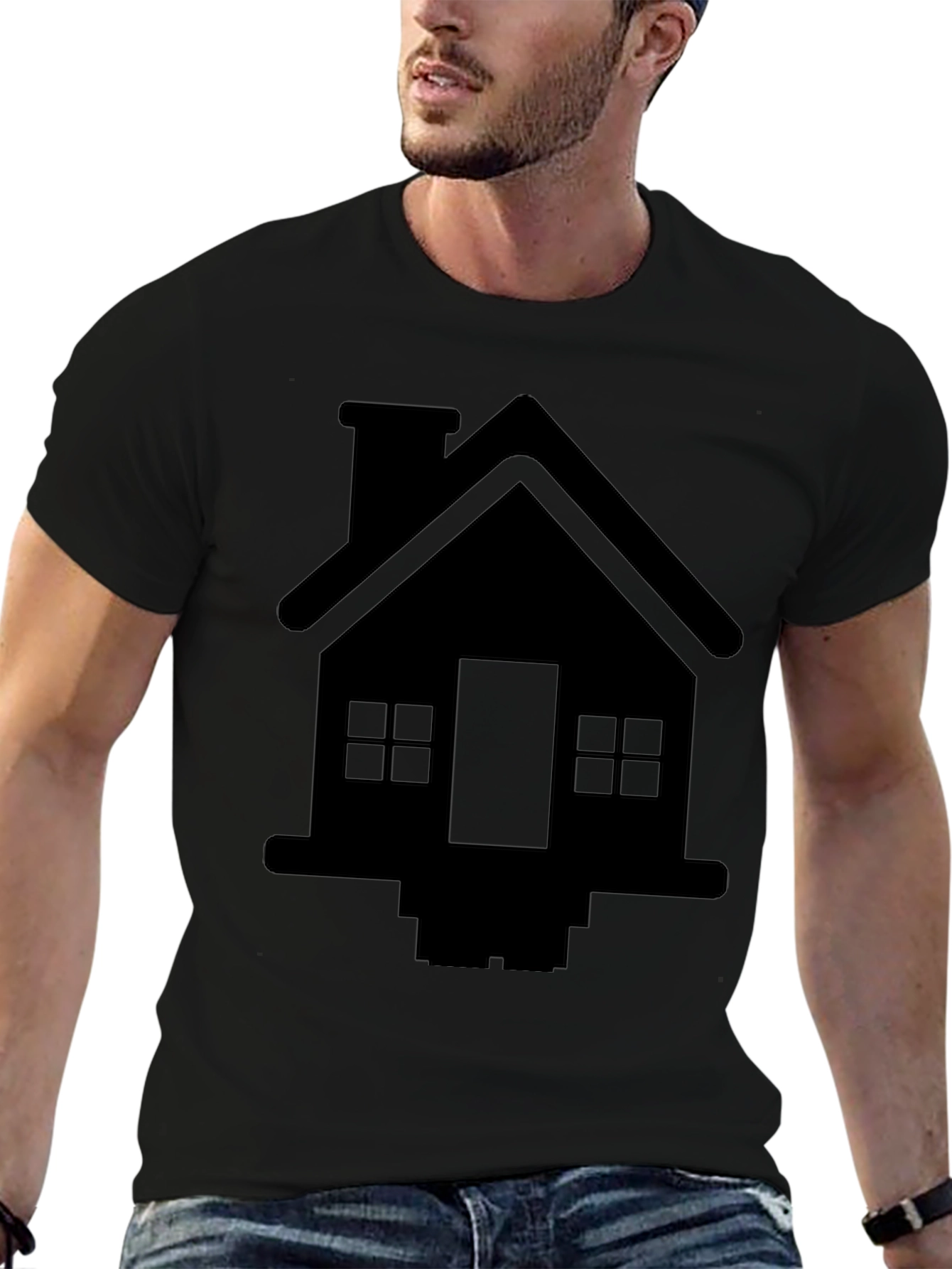 House Graphic Tee - Black Cotton Comfort