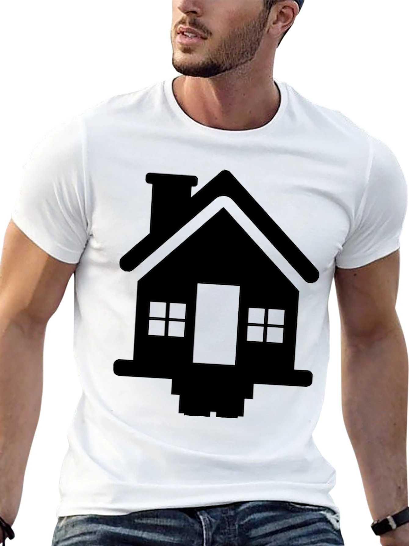House Graphic Tee - Black Cotton Comfort