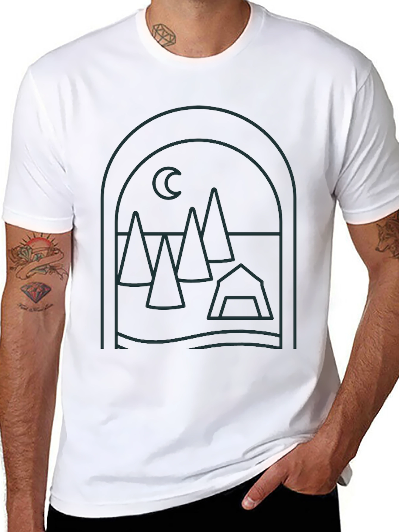 Minimalist Camping Scene Graphic Tee