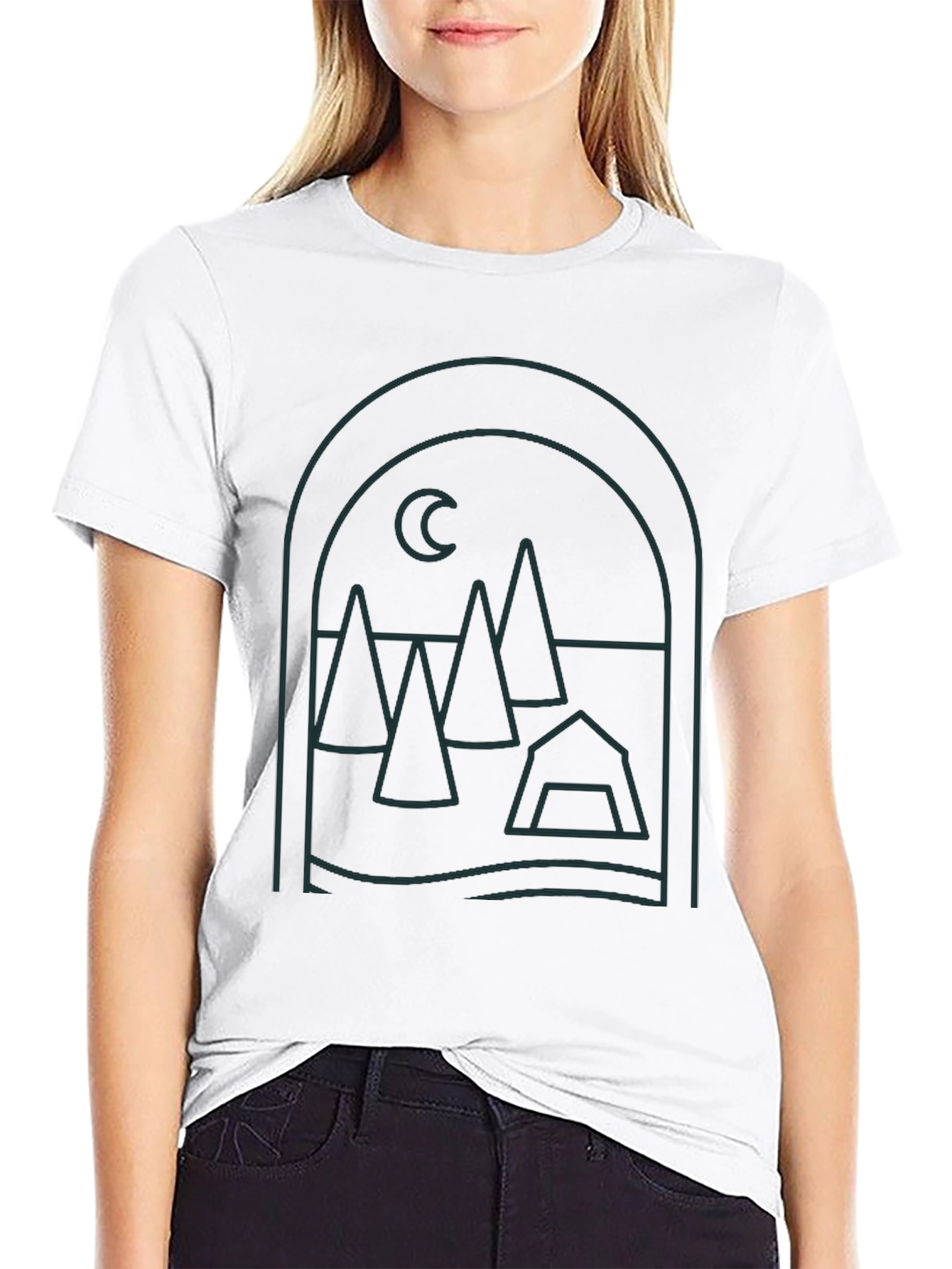 Minimalist Camping Scene Graphic Tee