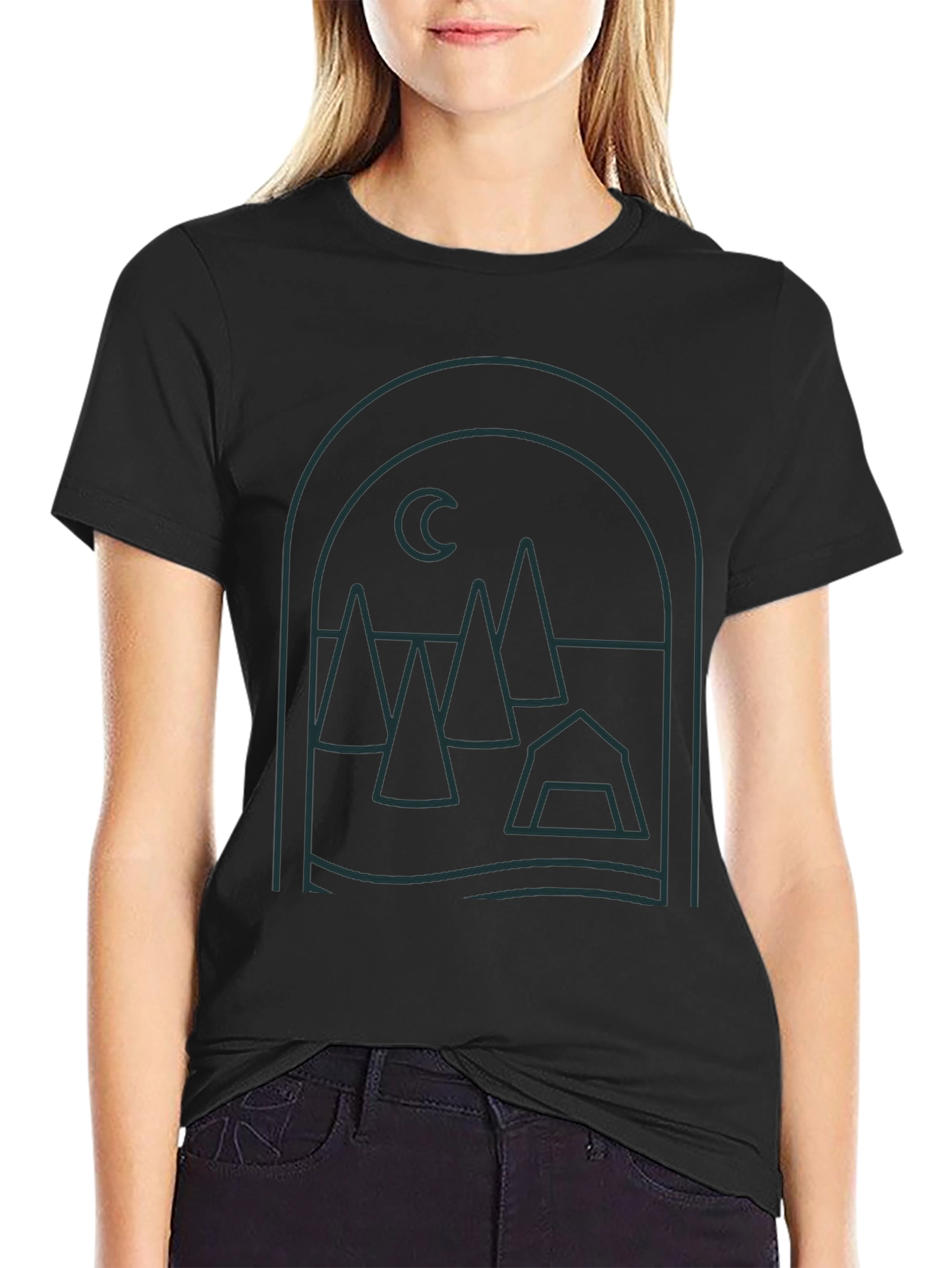 Minimalist Camping Scene Graphic Tee