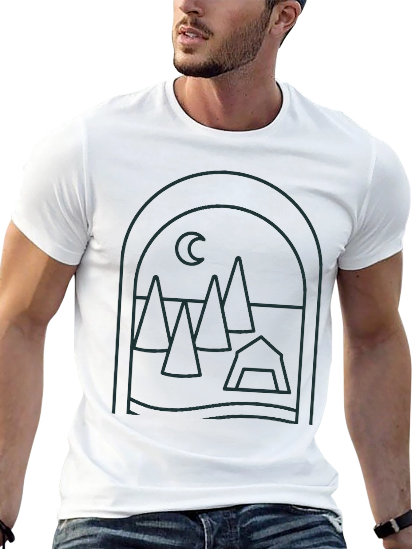 Minimalist Camping Scene Graphic Tee
