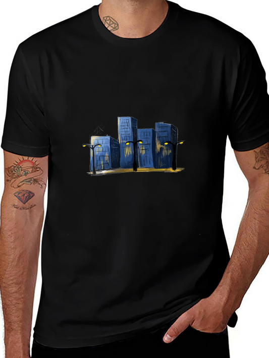 Cityscape Graphic Tee - Urban Night Scene