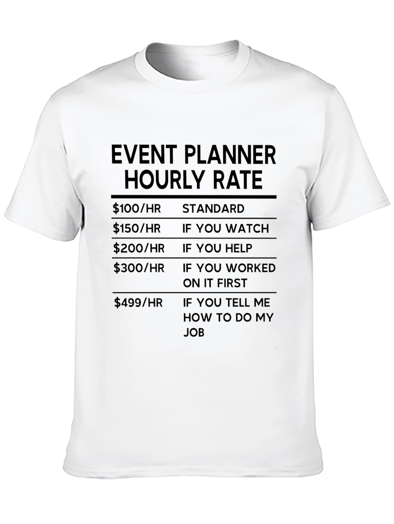 Event Planner Hourly Rate Novelty T-Shirt