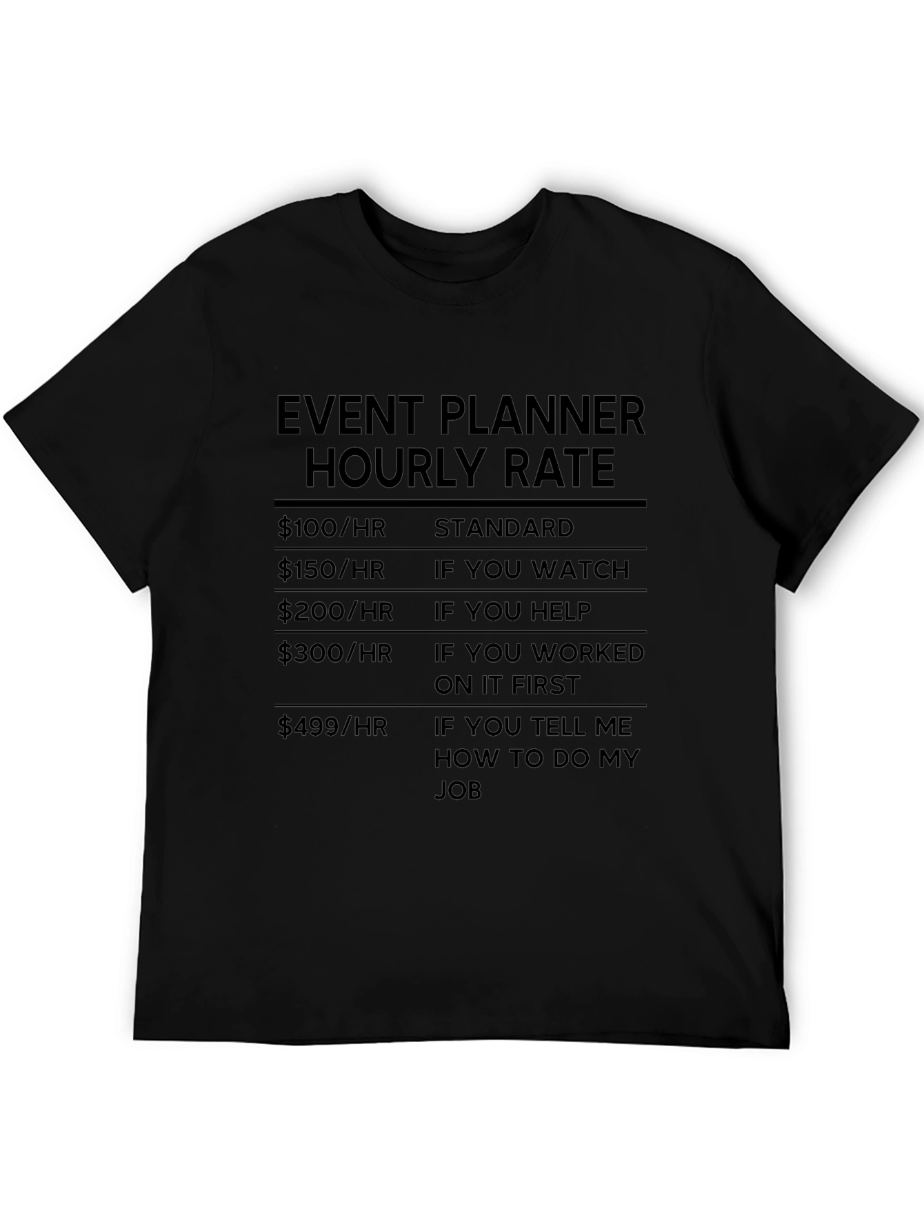 Event Planner Hourly Rate Novelty T-Shirt