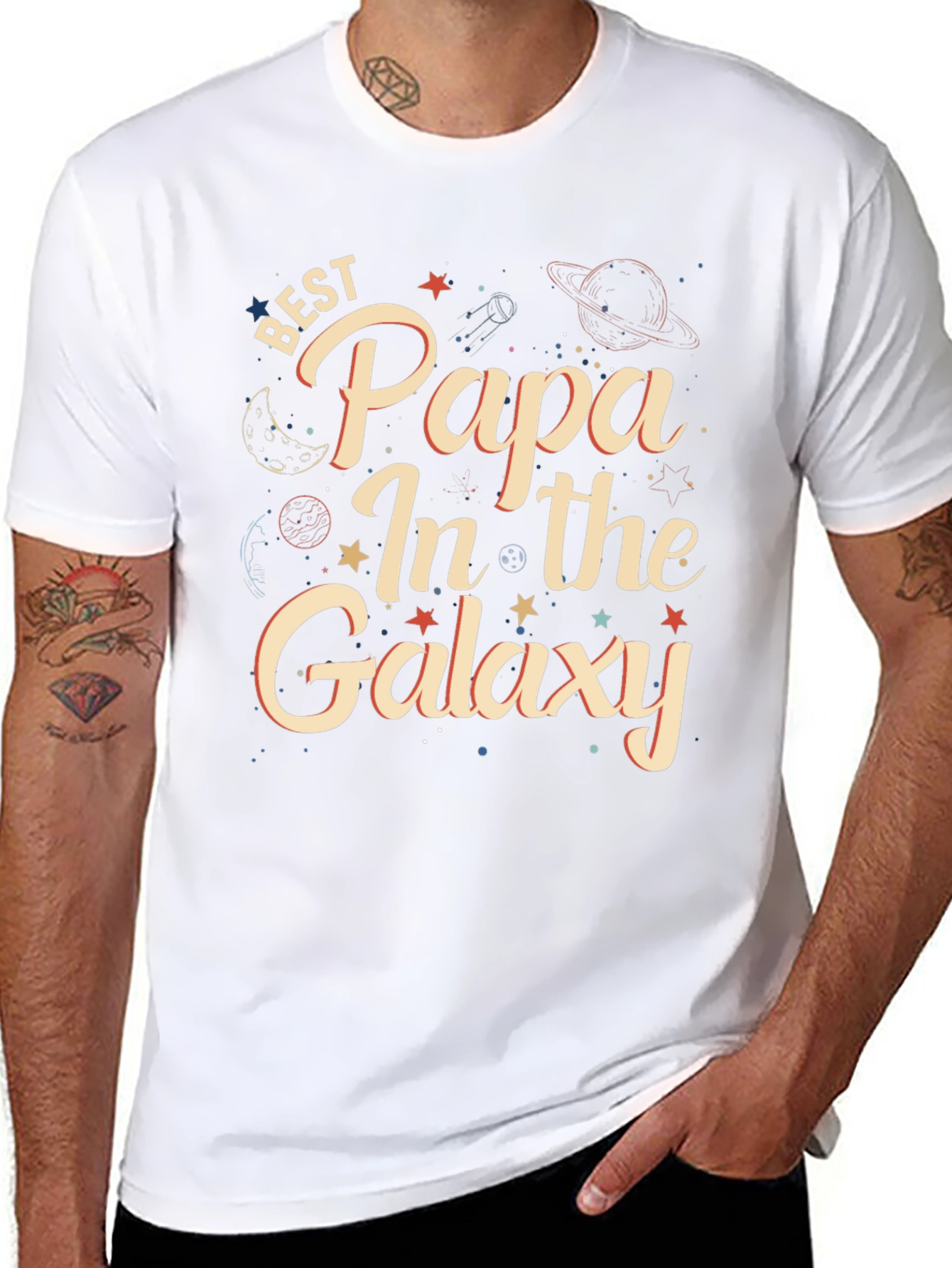 Best Papa In The Galaxy Graphic T-Shirt