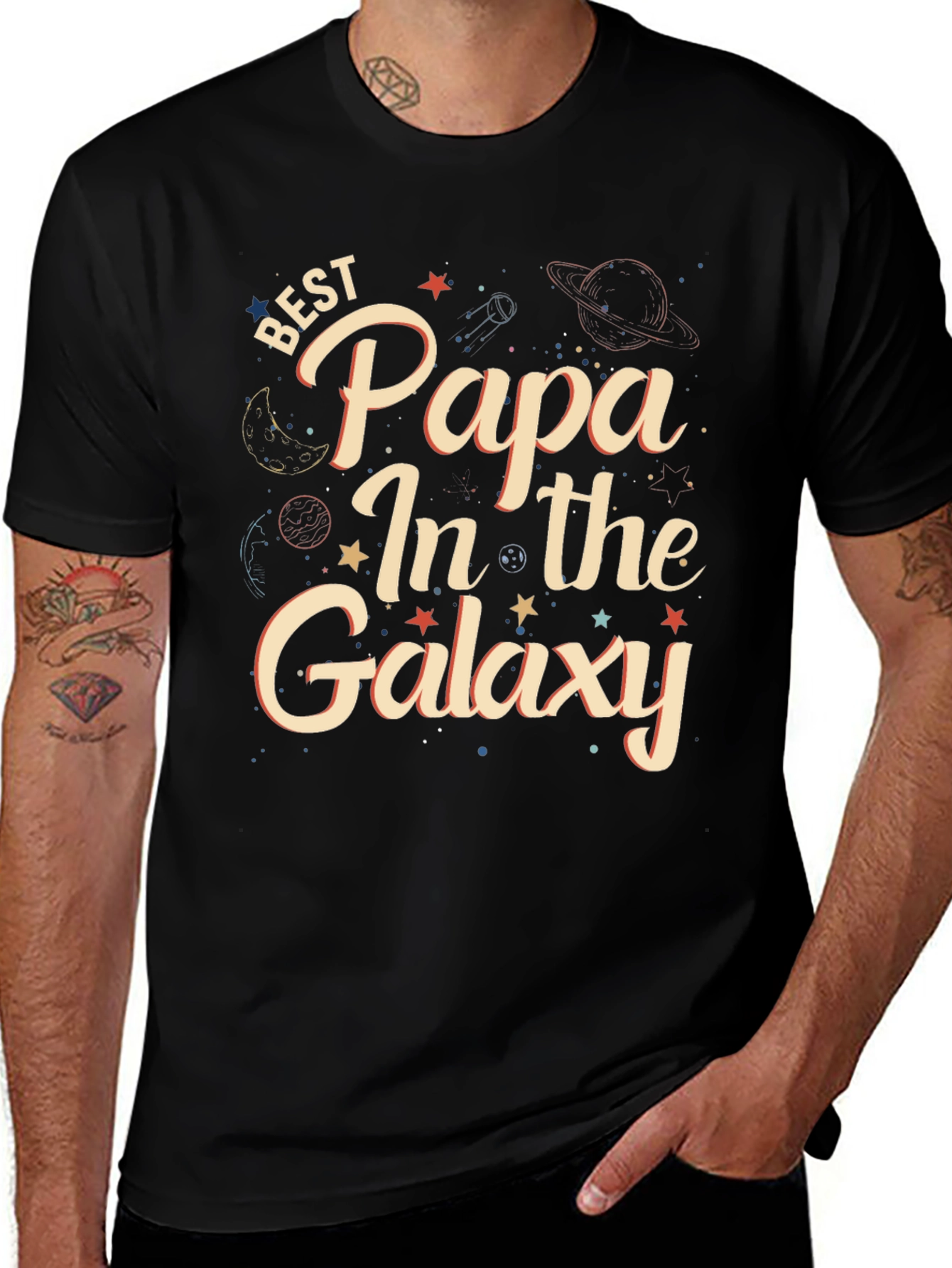 Best Papa In The Galaxy Graphic T-Shirt
