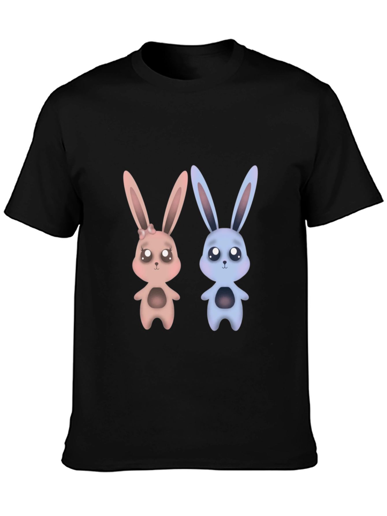 Cute Bunny Graphic Tee - Unisex Black T-Shirt