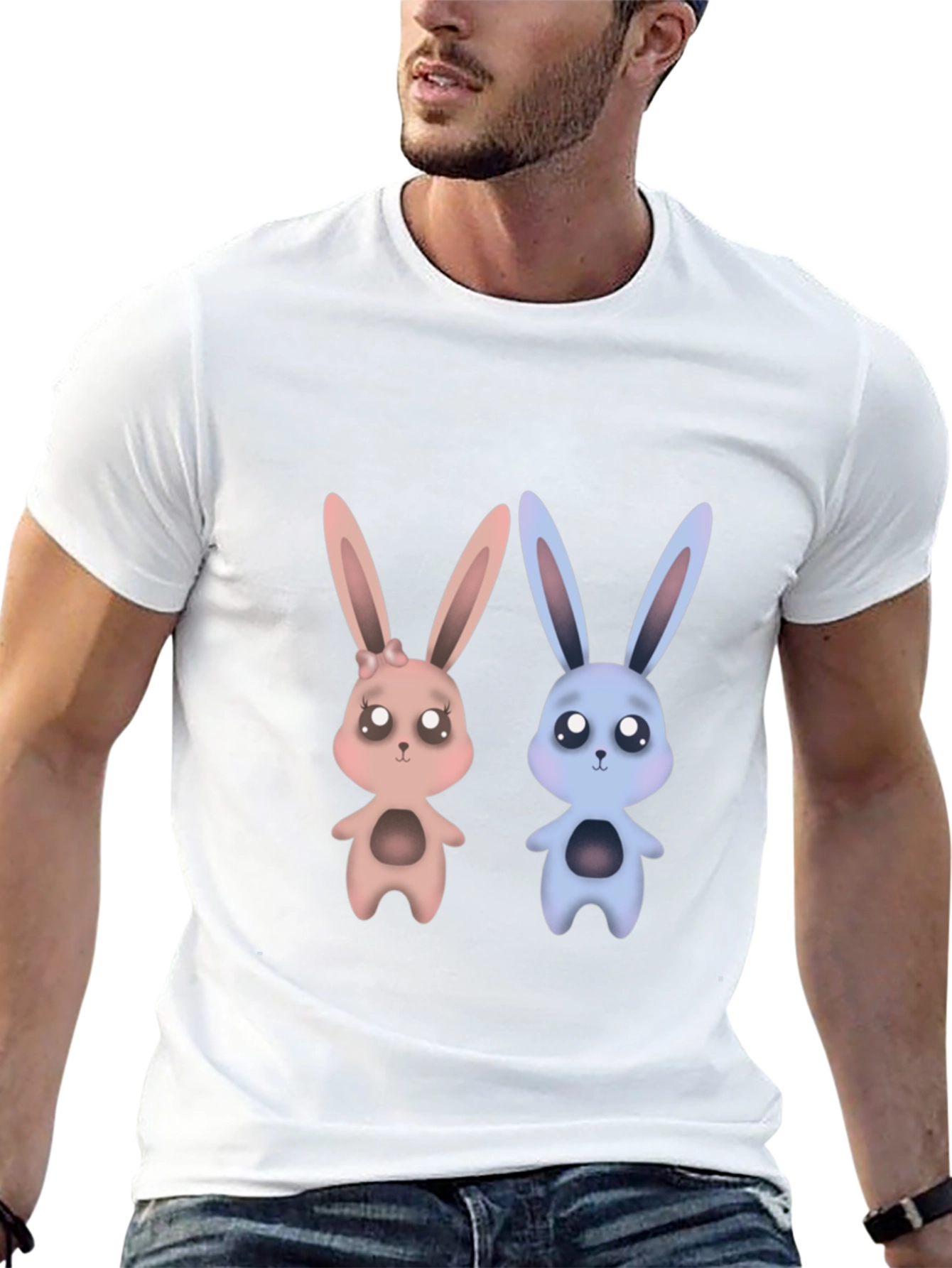 Cute Bunny Graphic Tee - Unisex Black T-Shirt