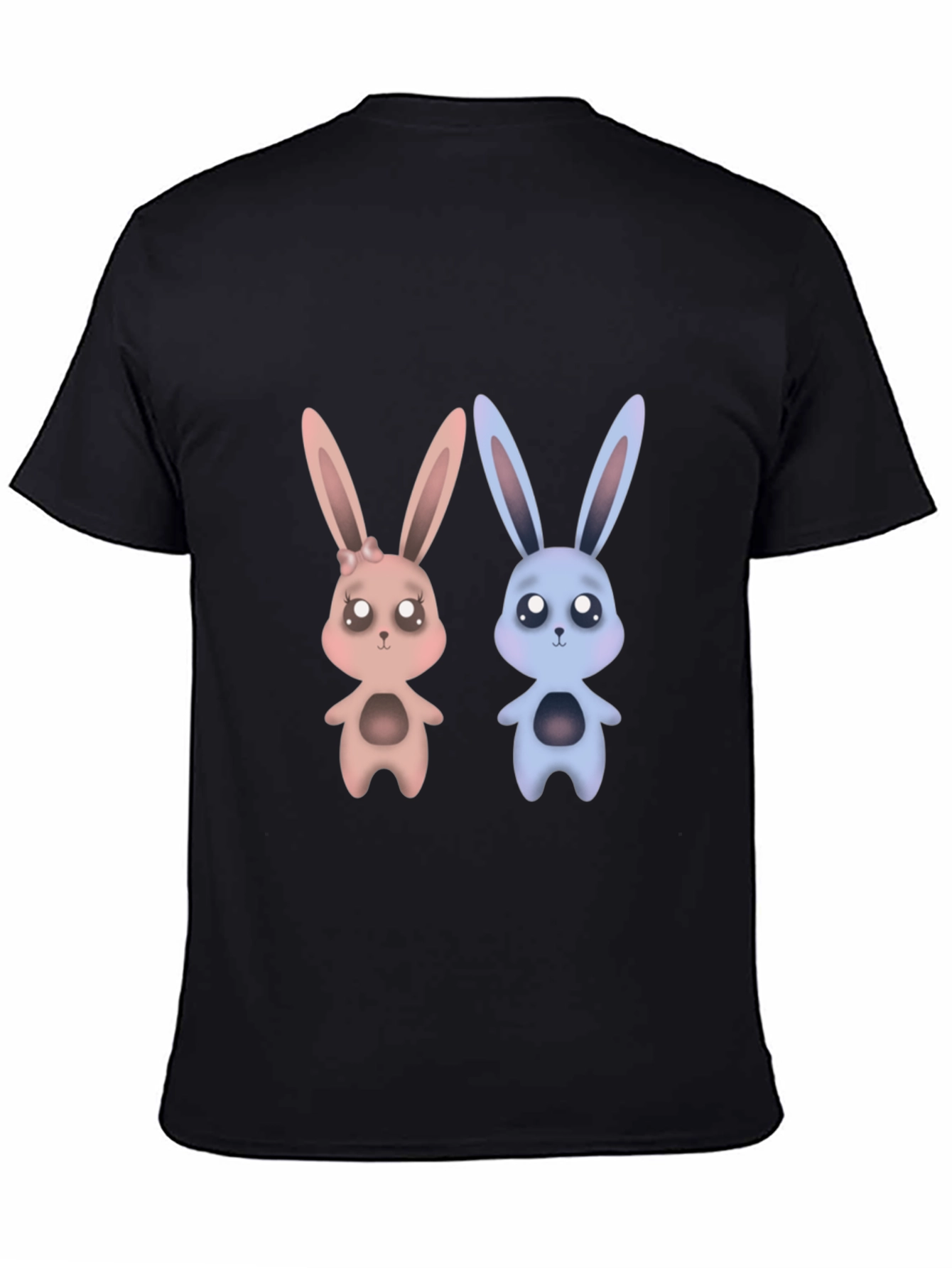 Cute Bunny Graphic Tee - Unisex Black T-Shirt