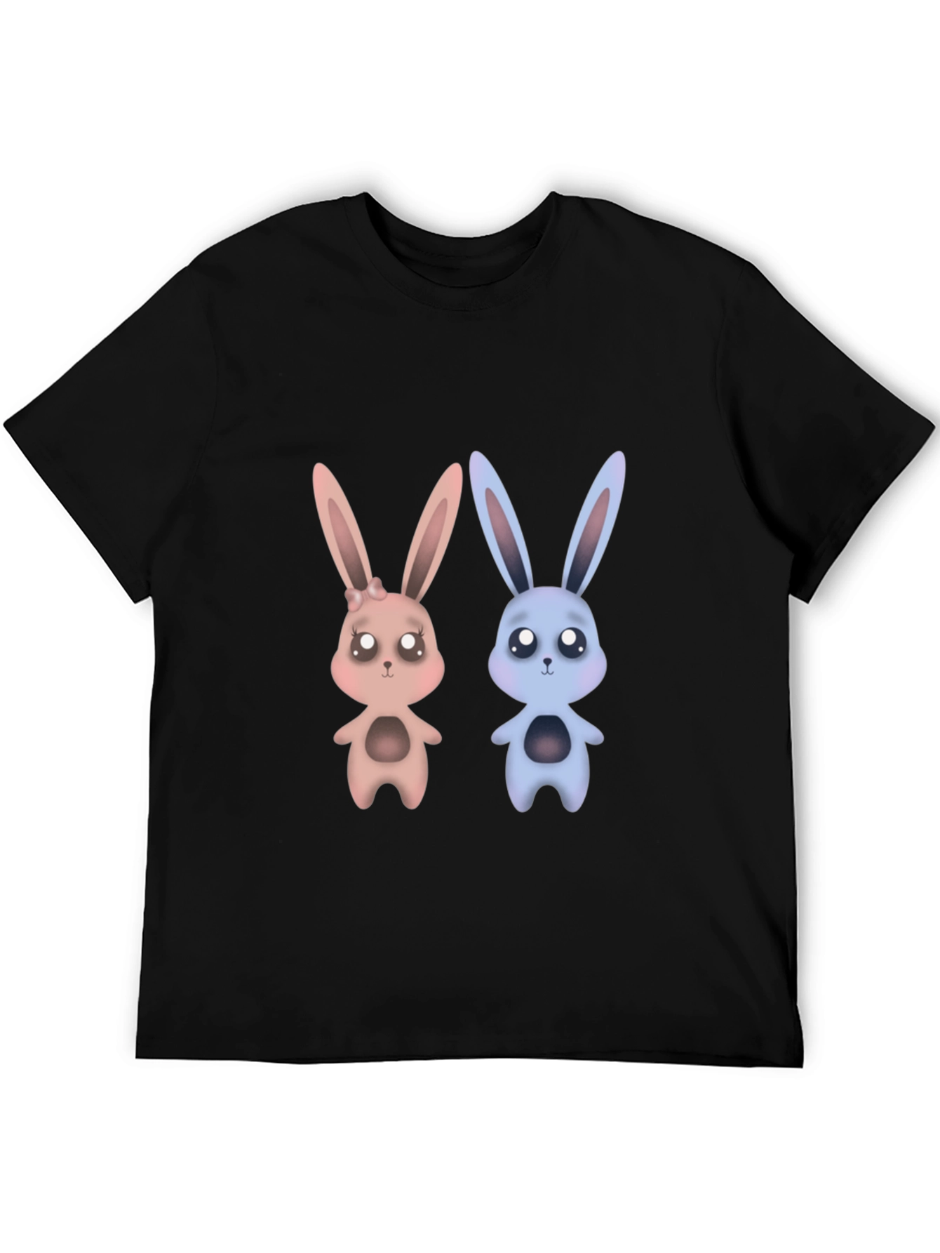 Cute Bunny Graphic Tee - Unisex Black T-Shirt