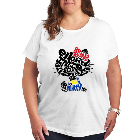 Graffiti Art Style Hello Kitty Bold Print Plus?Size Women Tee