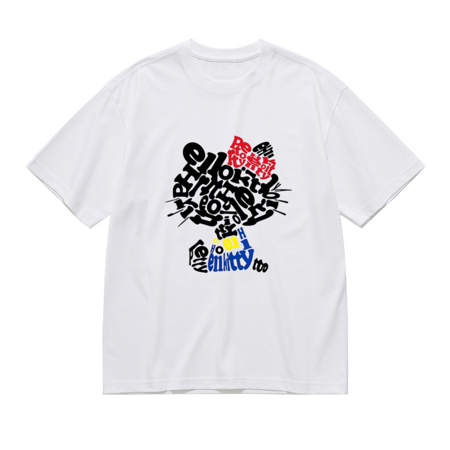 Graffiti Art Style Hello Kitty Bold Print Plus?Size Women Tee