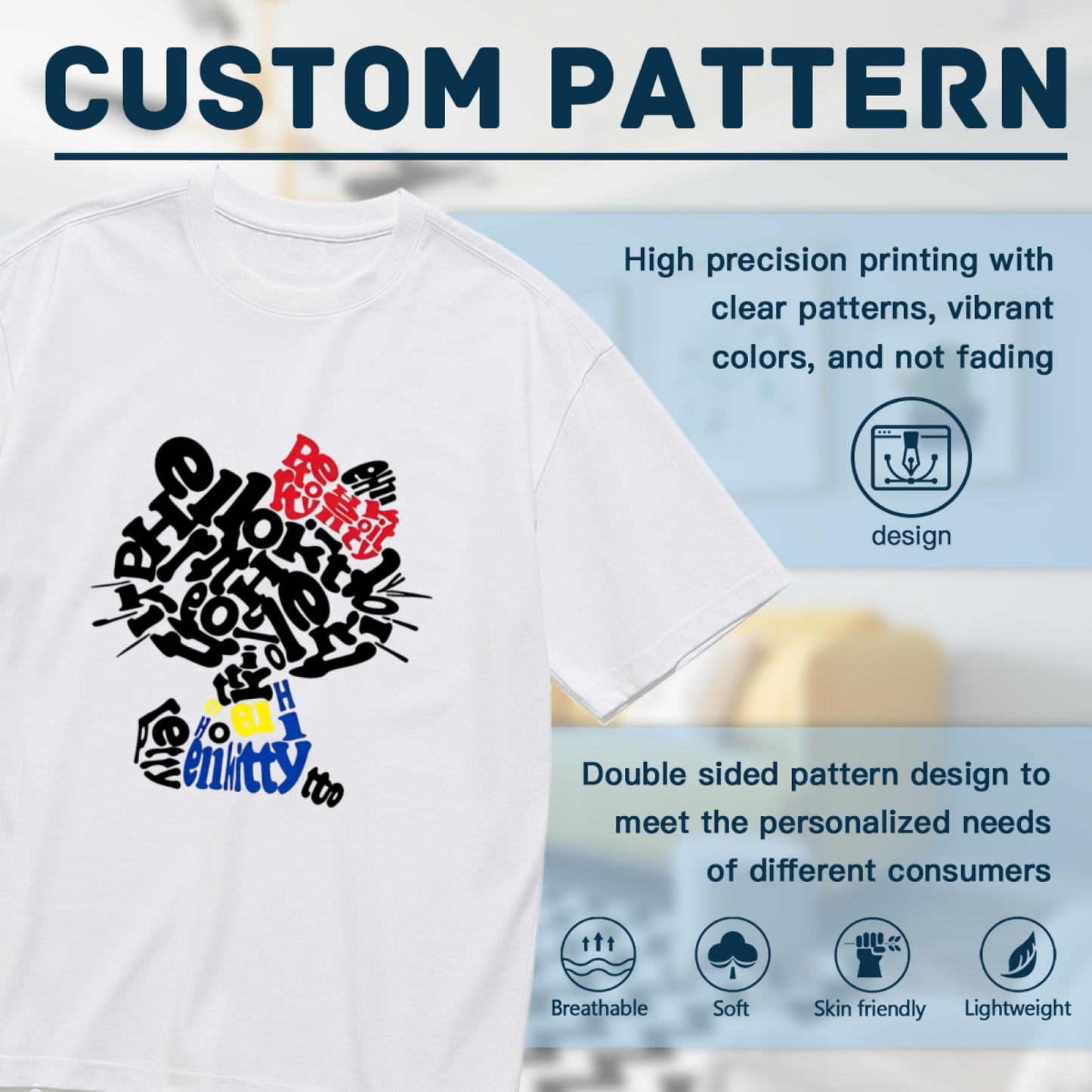 Graffiti Art Style Hello Kitty Bold Print Plus?Size Women Tee