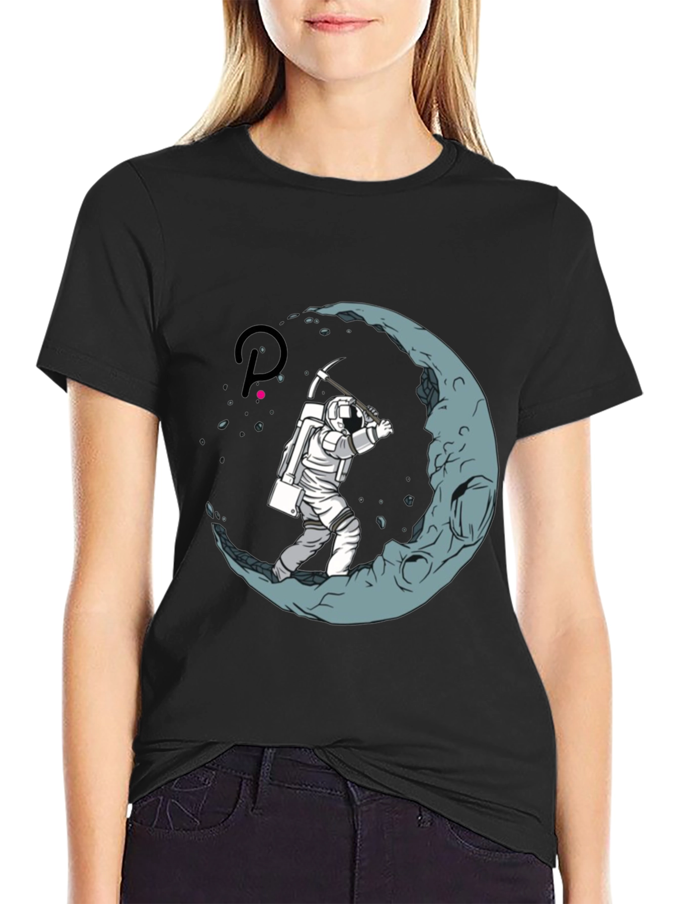 Astronaut Moon Mining Black T-Shirt
