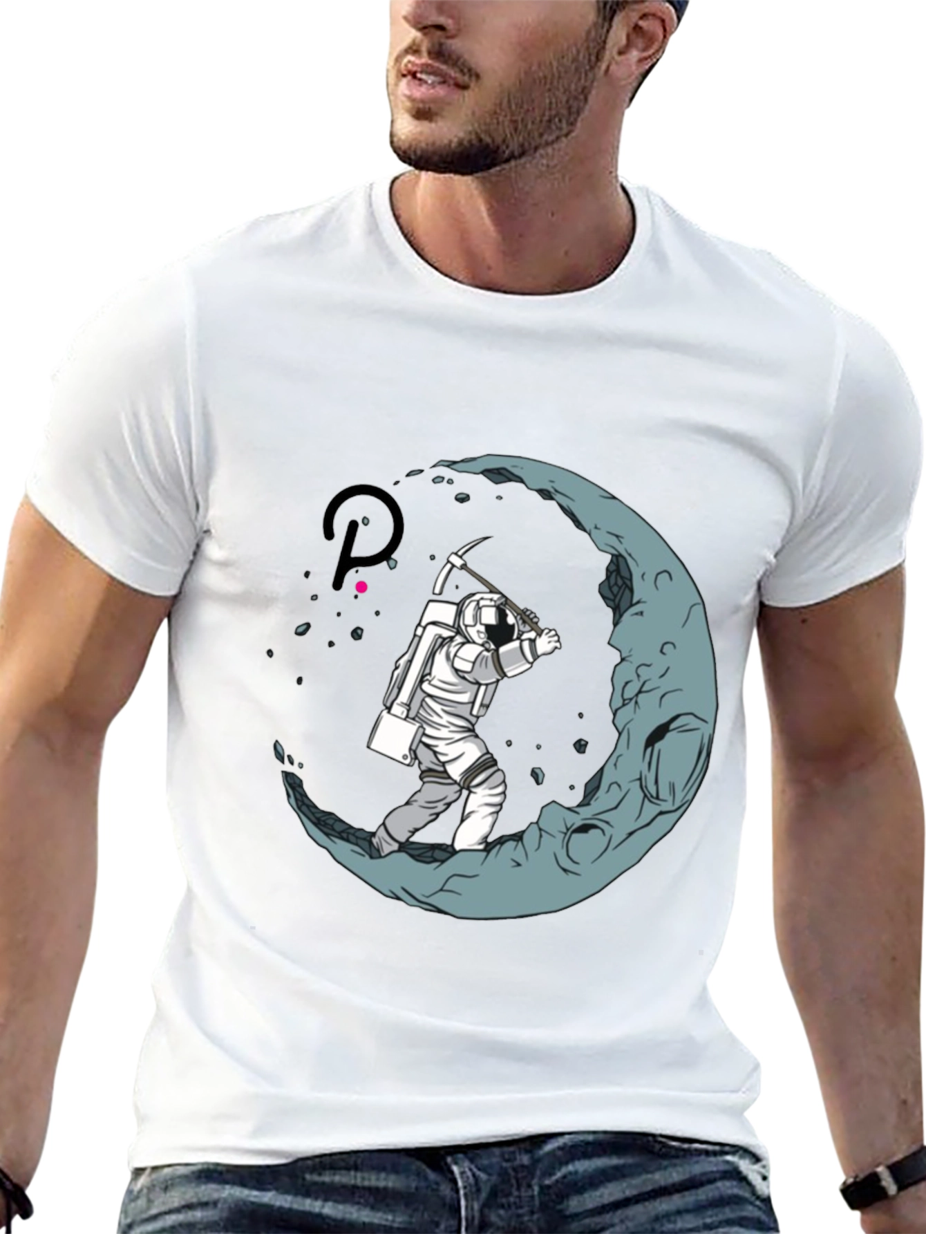 Astronaut Moon Mining Black T-Shirt