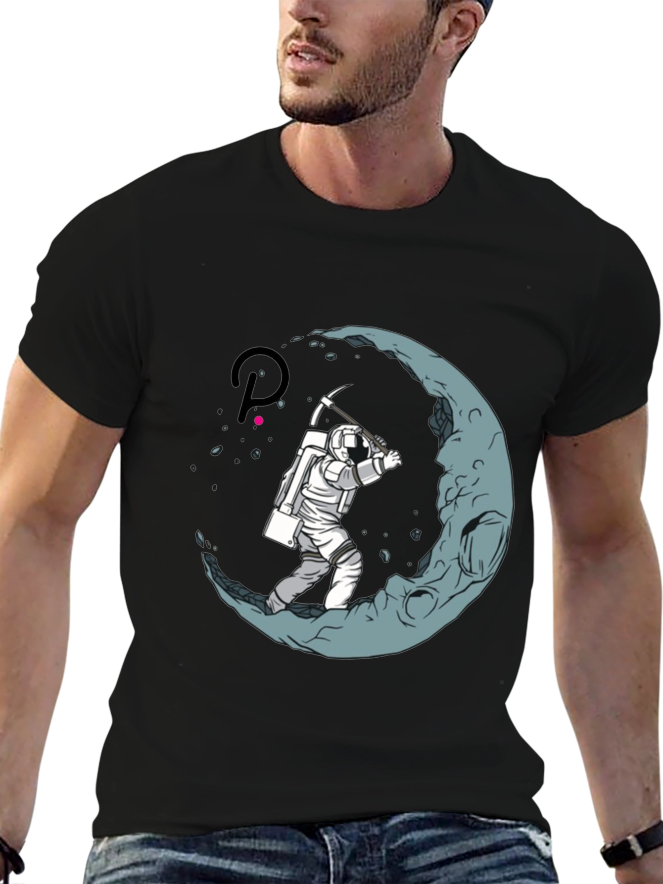 Astronaut Moon Mining Black T-Shirt