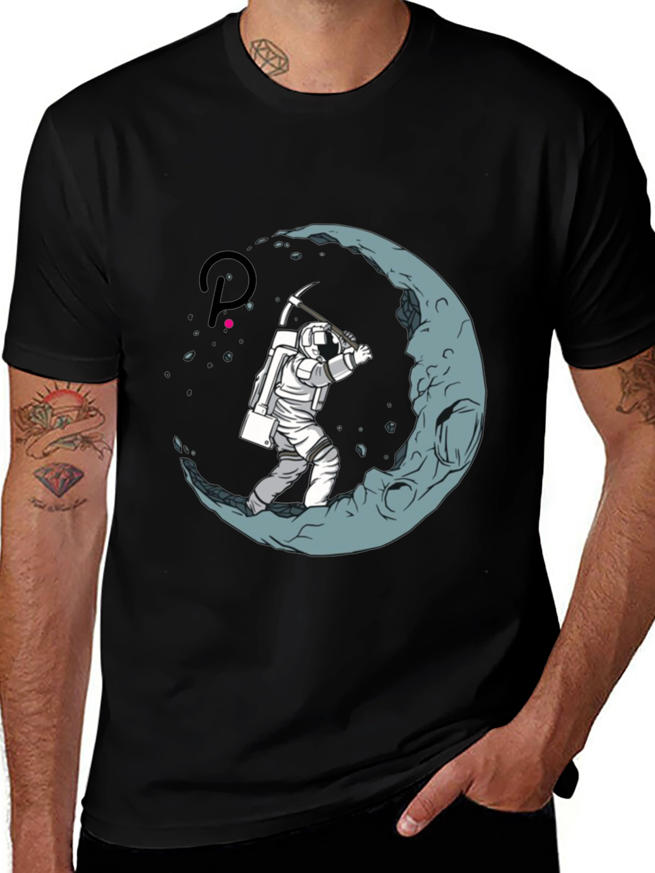Astronaut Moon Mining Black T-Shirt