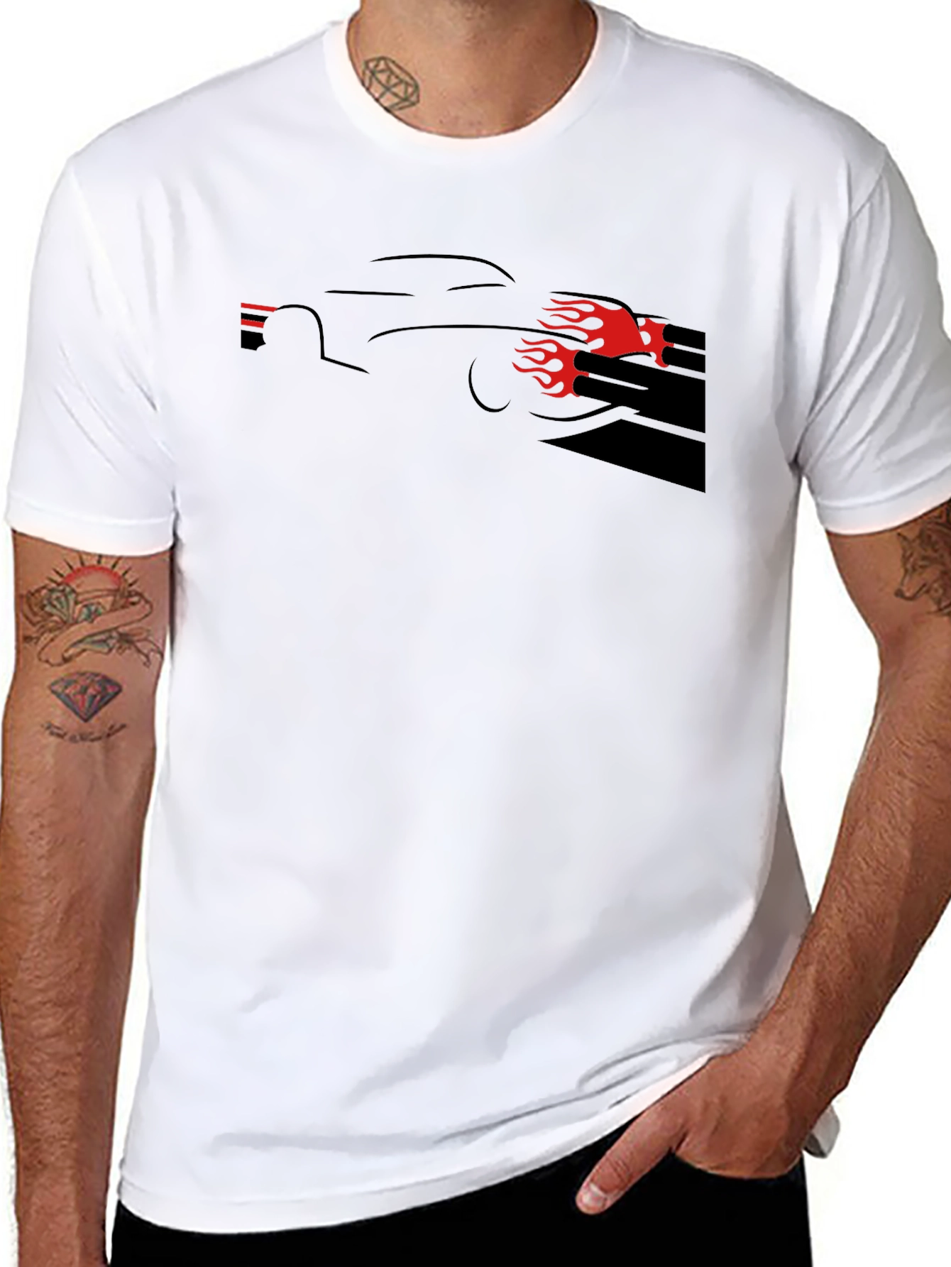 Flame Car Graphic Tee - Black