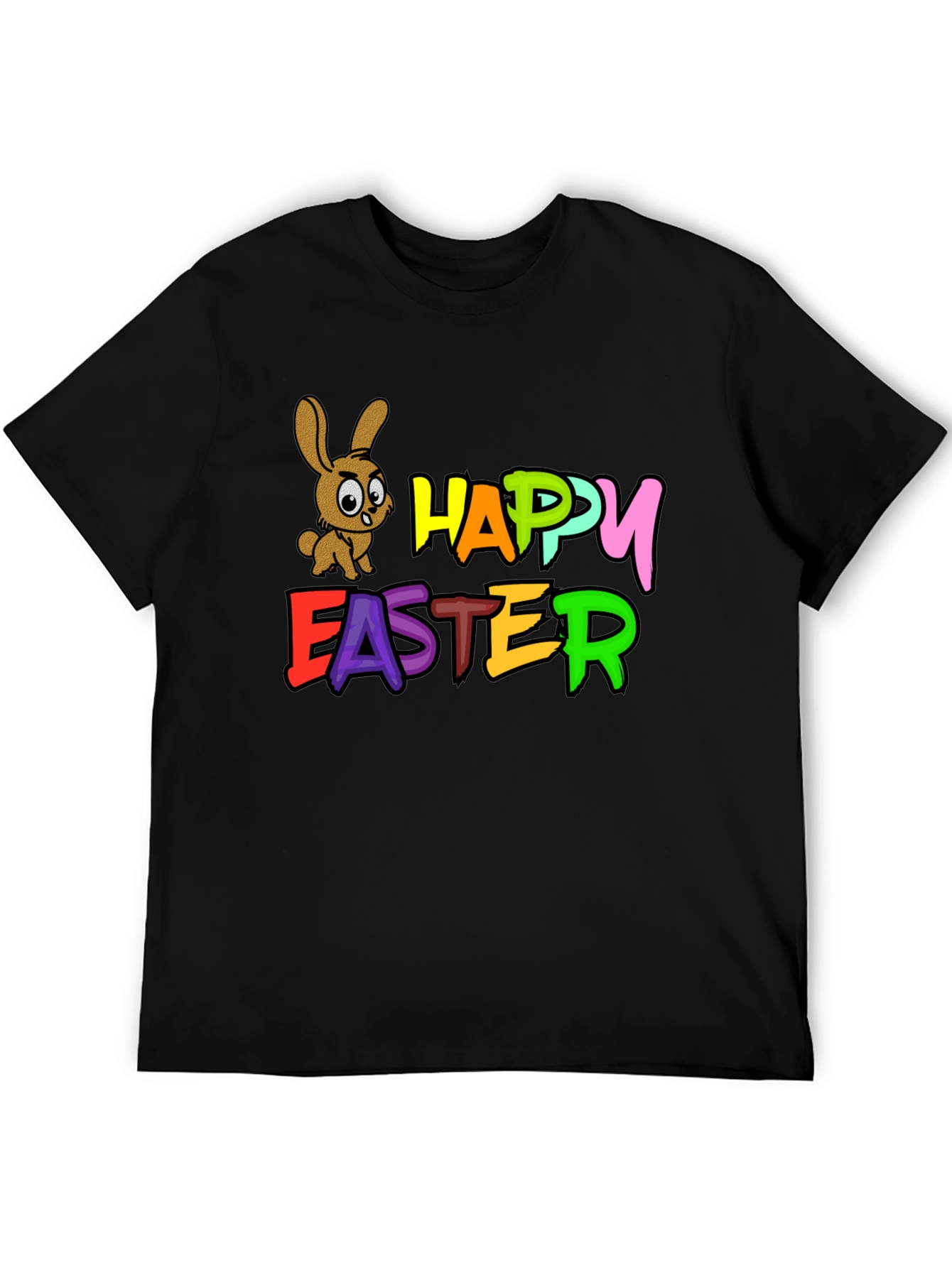 Happy Easter Bunny Black T-Shirt