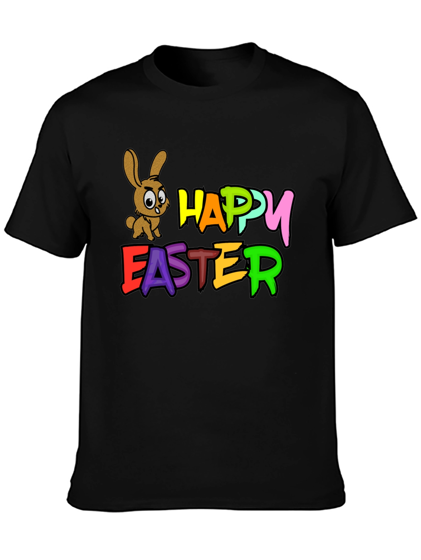 Happy Easter Bunny Black T-Shirt