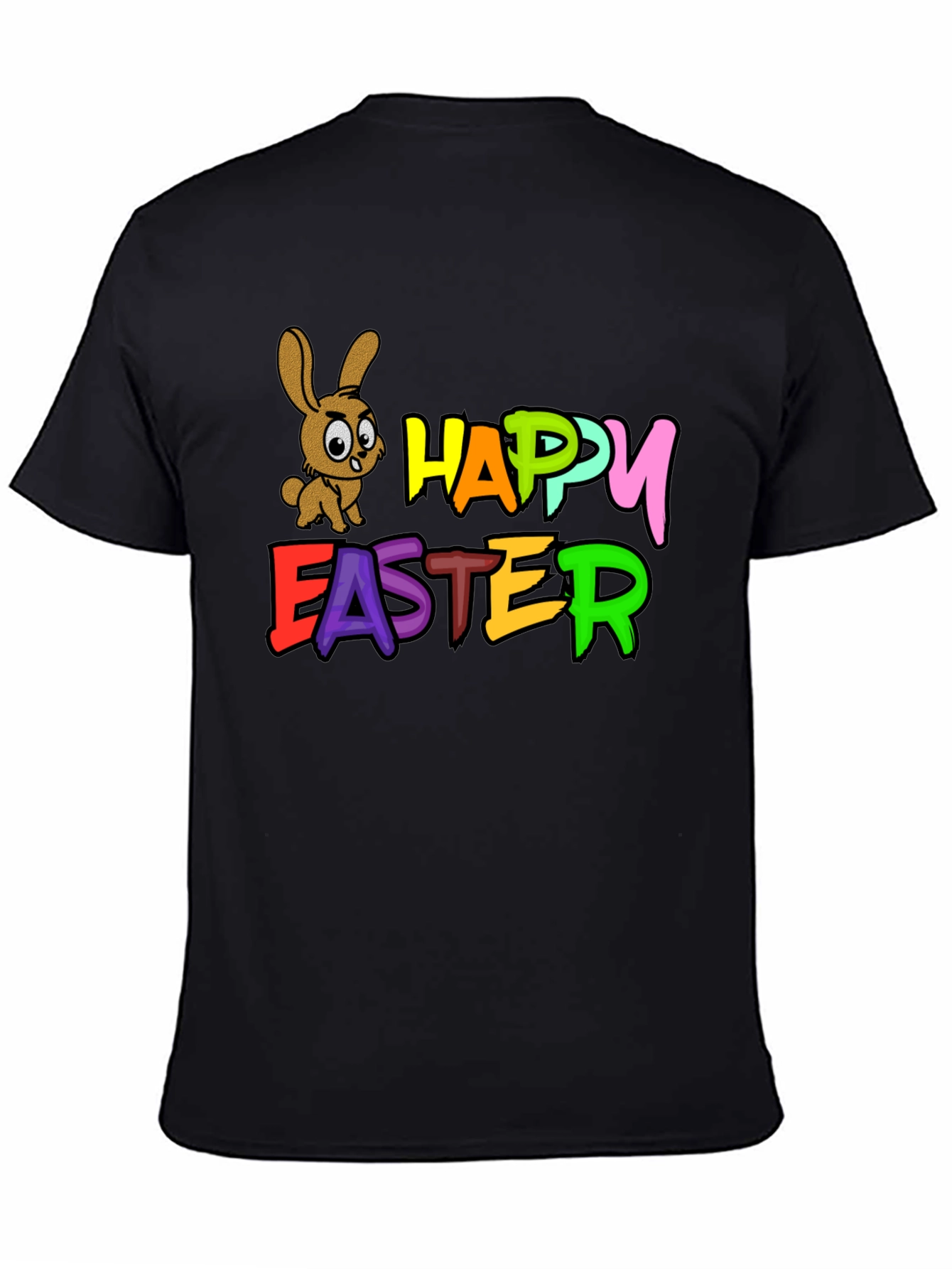 Happy Easter Bunny Black T-Shirt