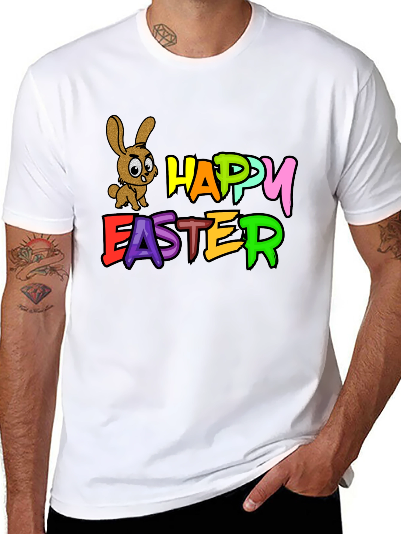 Happy Easter Bunny Black T-Shirt