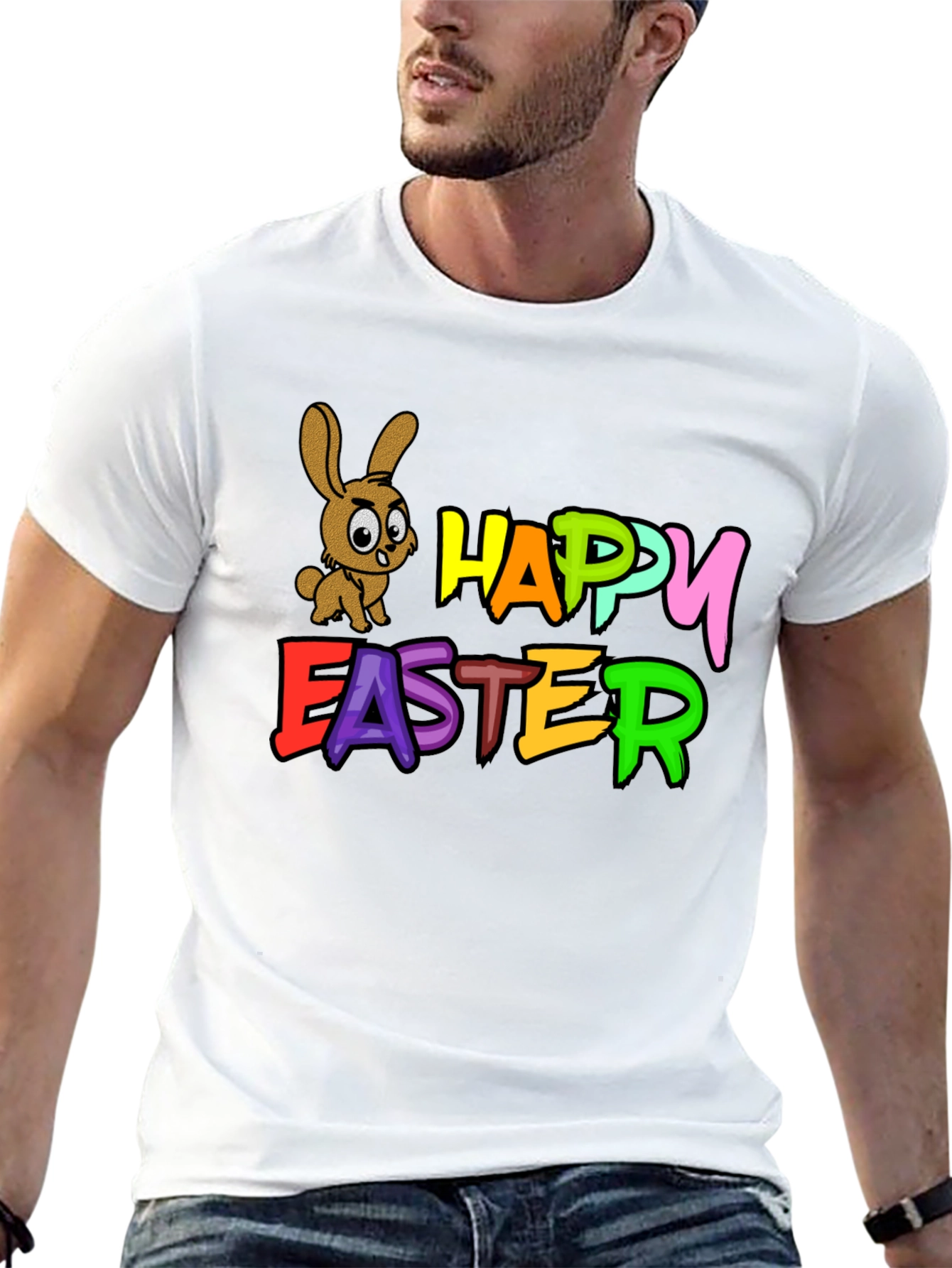 Happy Easter Bunny Black T-Shirt