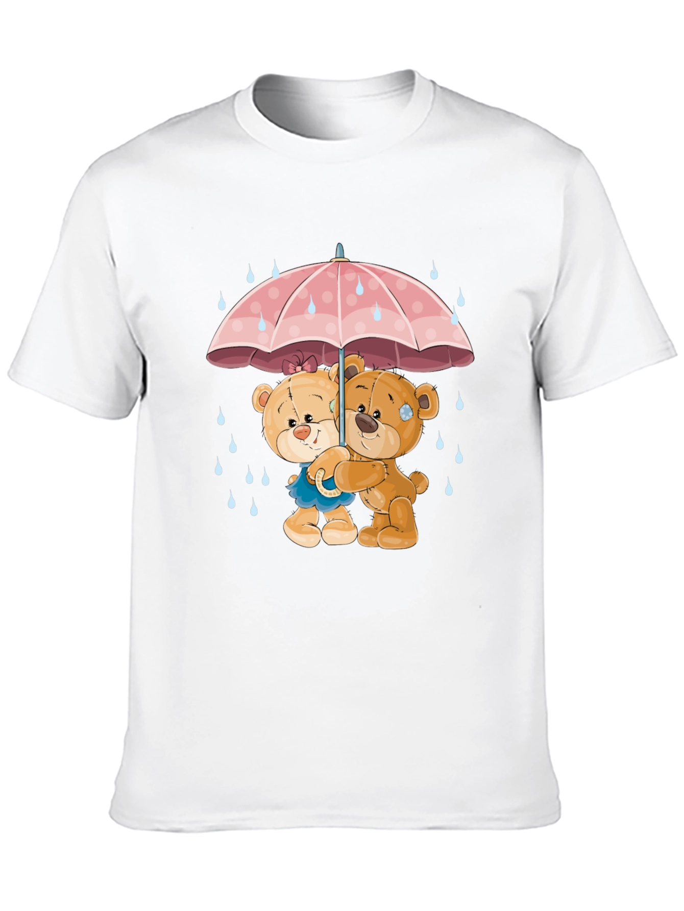 Cute Teddy Bears Under Umbrella Graphic T-Shirt