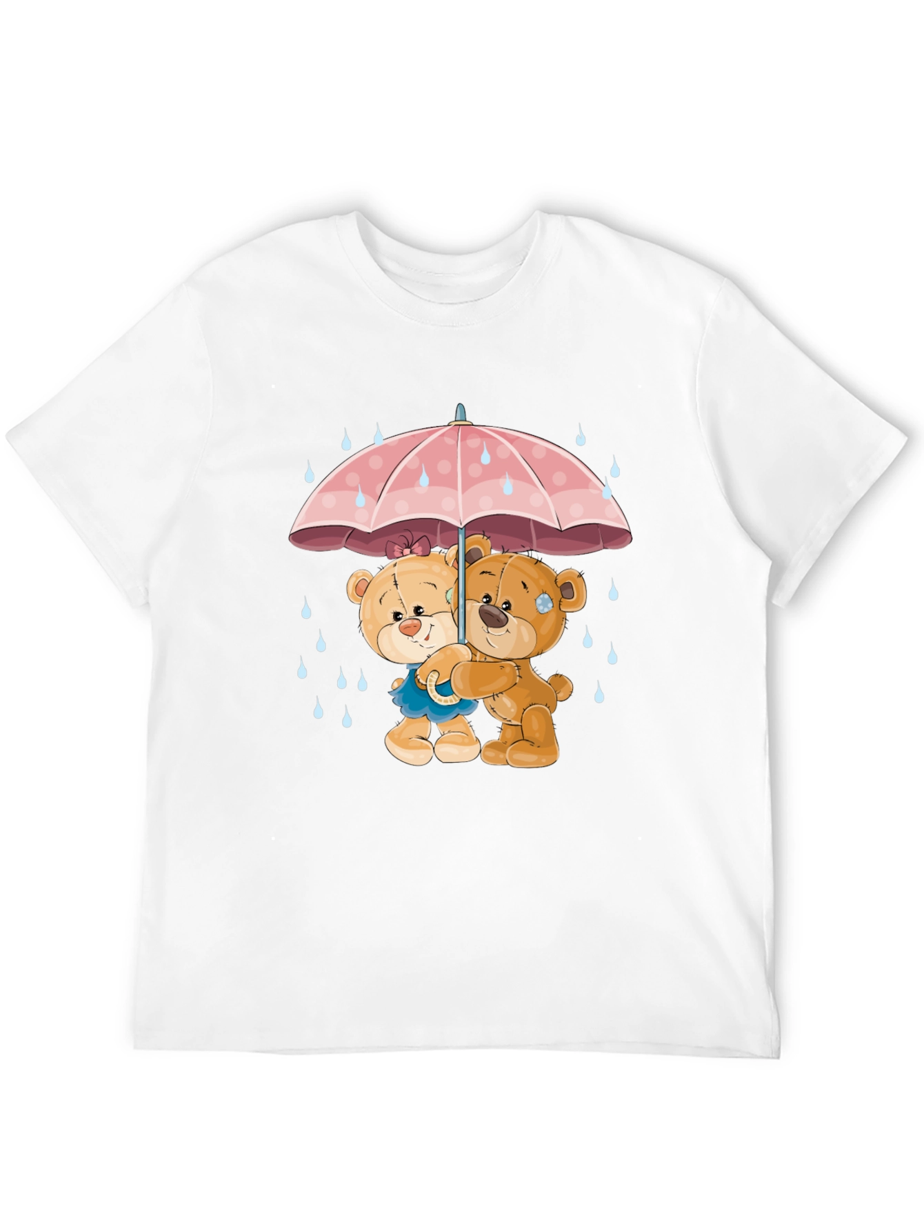 Cute Teddy Bears Under Umbrella Graphic T-Shirt