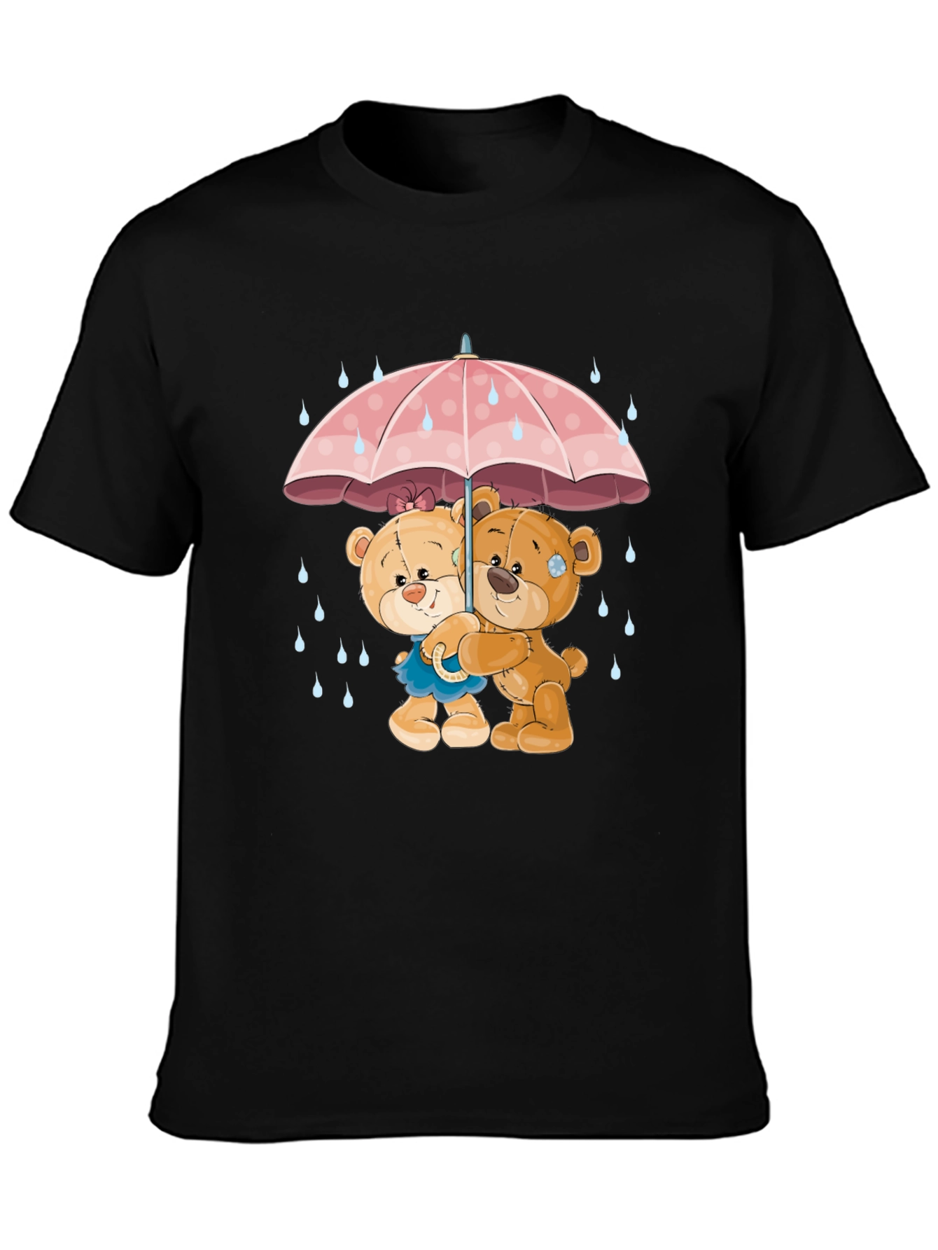 Cute Teddy Bears Under Umbrella Graphic T-Shirt
