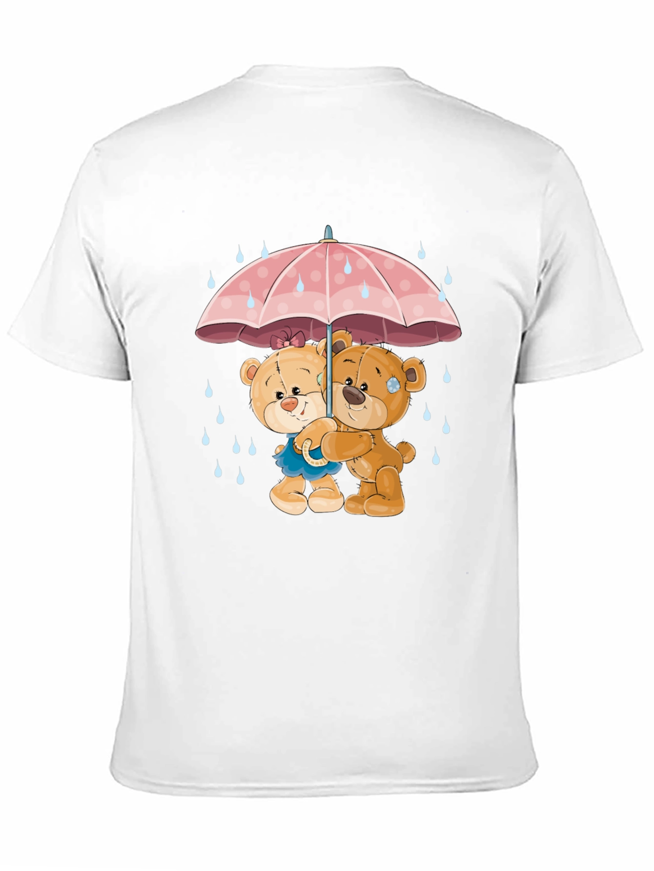 Cute Teddy Bears Under Umbrella Graphic T-Shirt