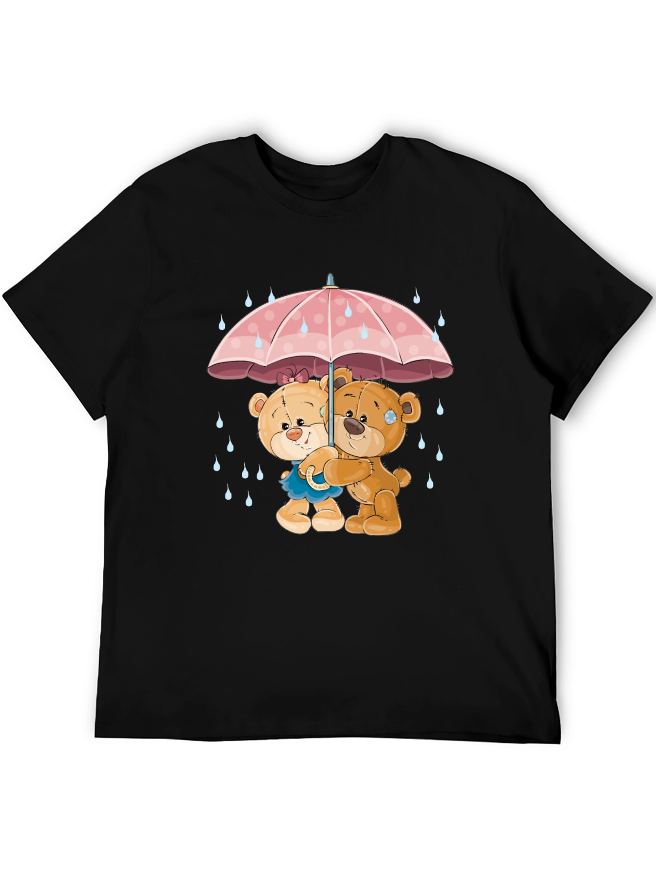 Cute Teddy Bears Under Umbrella Graphic T-Shirt