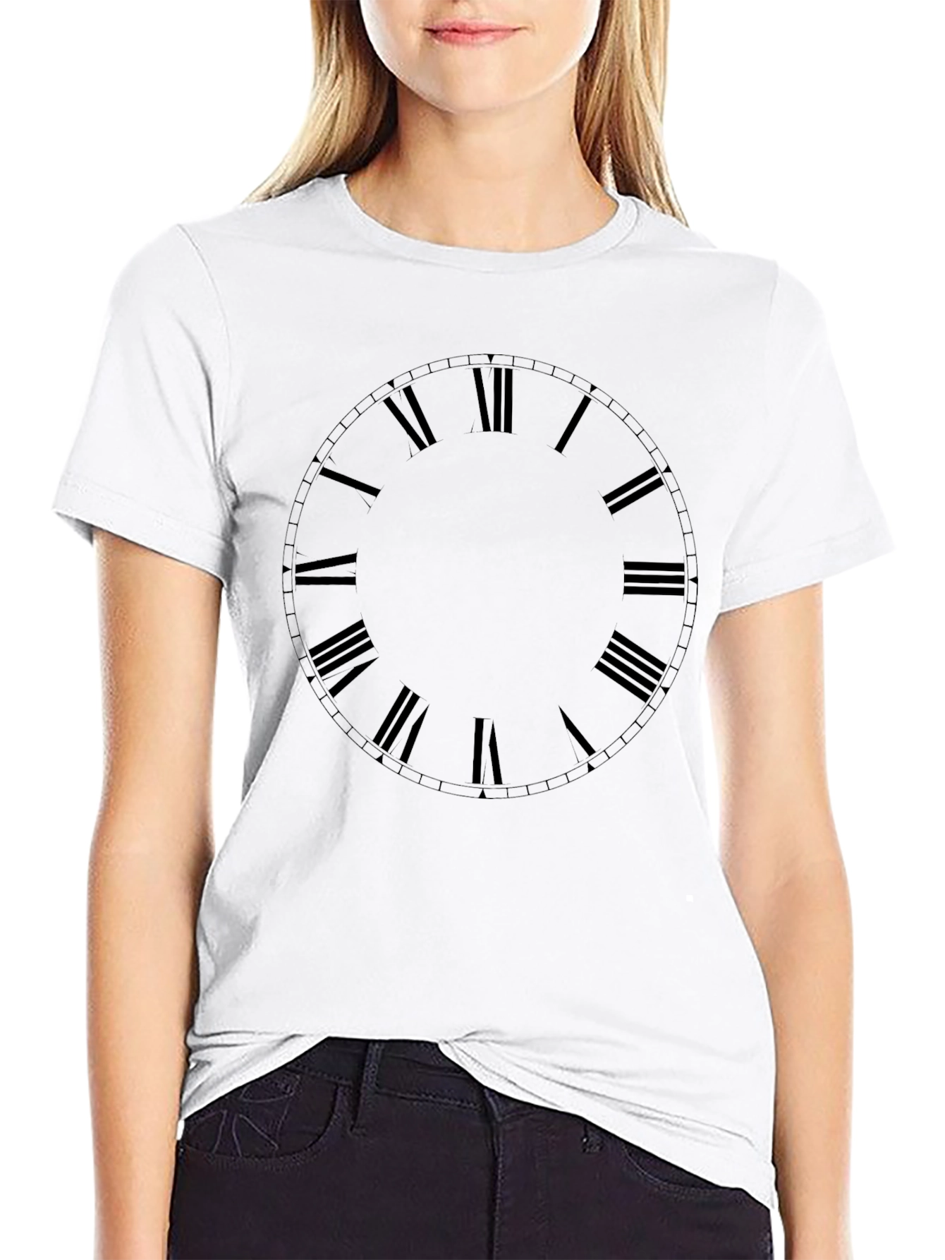 Mens Black Roman Numeral Clock Face T-Shirt