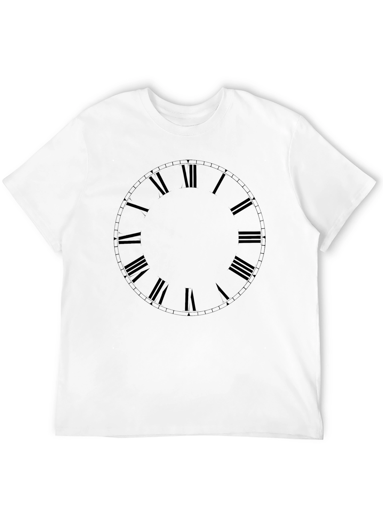 Mens Black Roman Numeral Clock Face T-Shirt