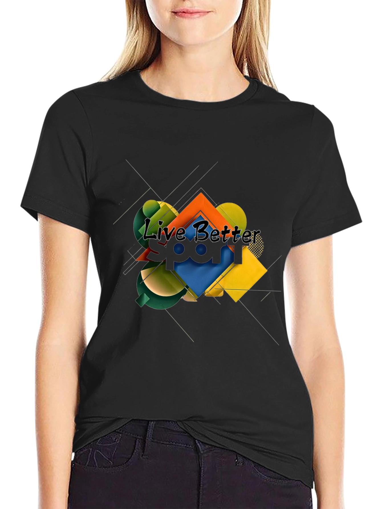 Live Better Graphic T-Shirt - Abstract Geometric Design