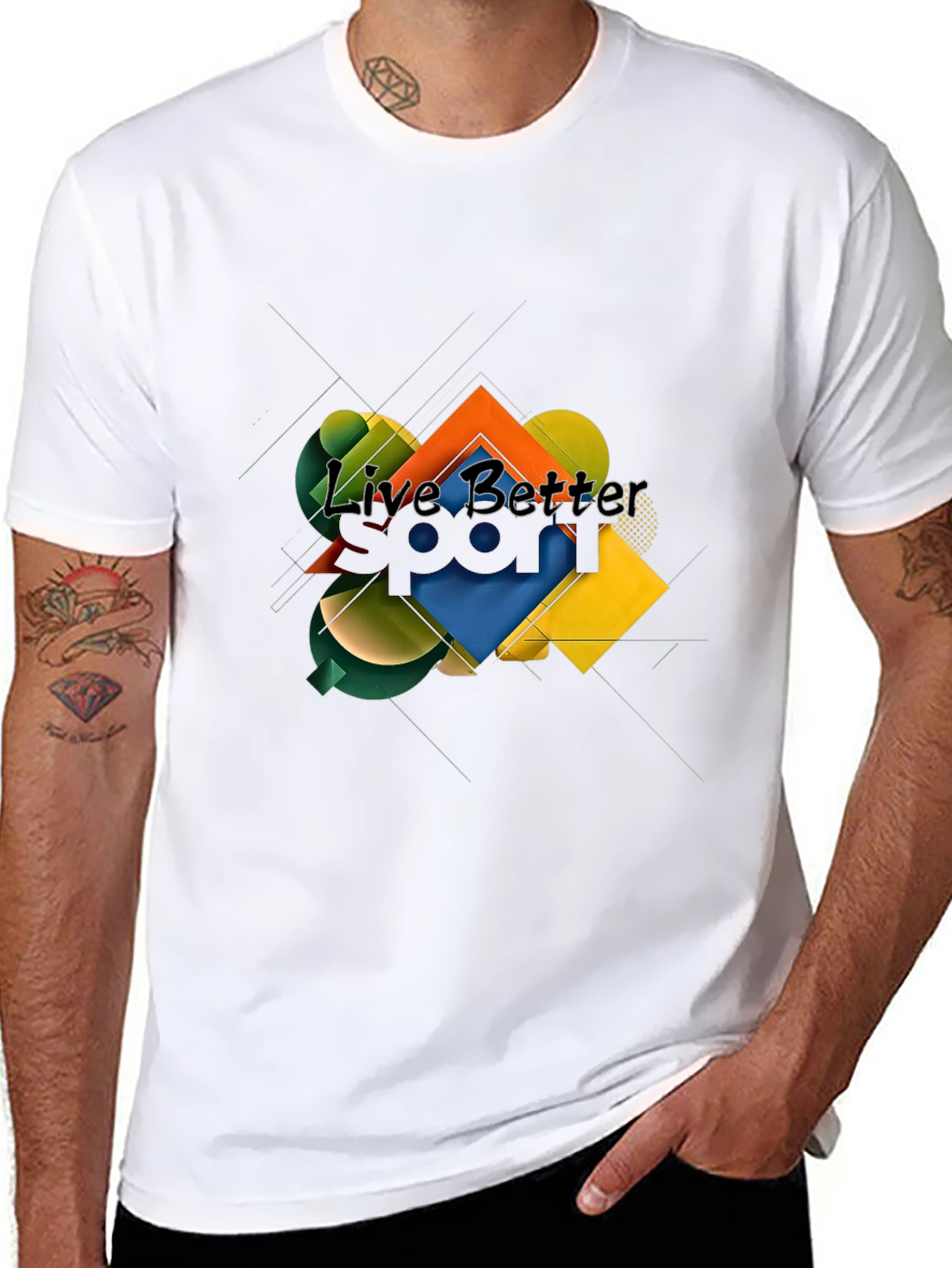 Live Better Graphic T-Shirt - Abstract Geometric Design