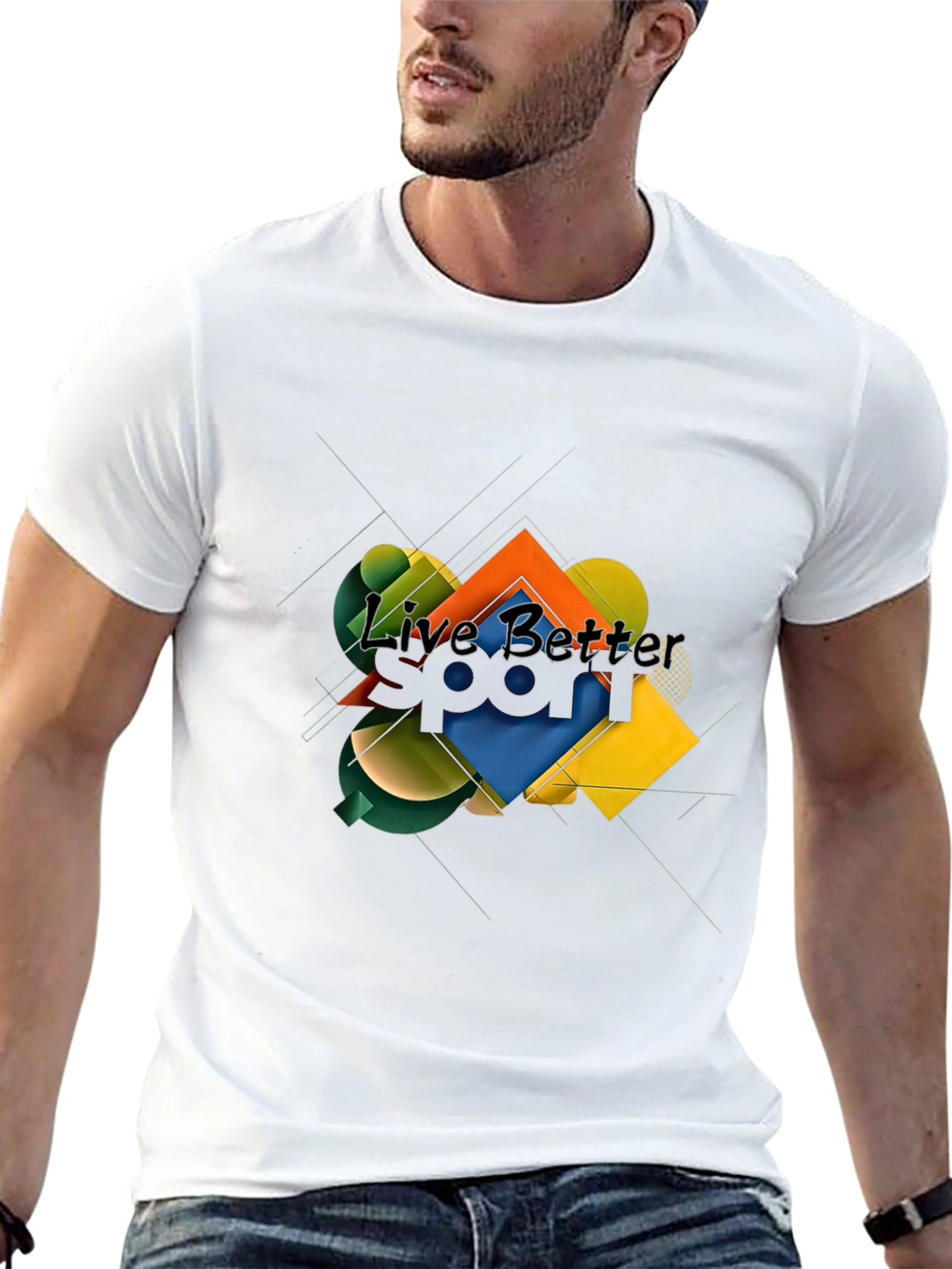 Live Better Graphic T-Shirt - Abstract Geometric Design